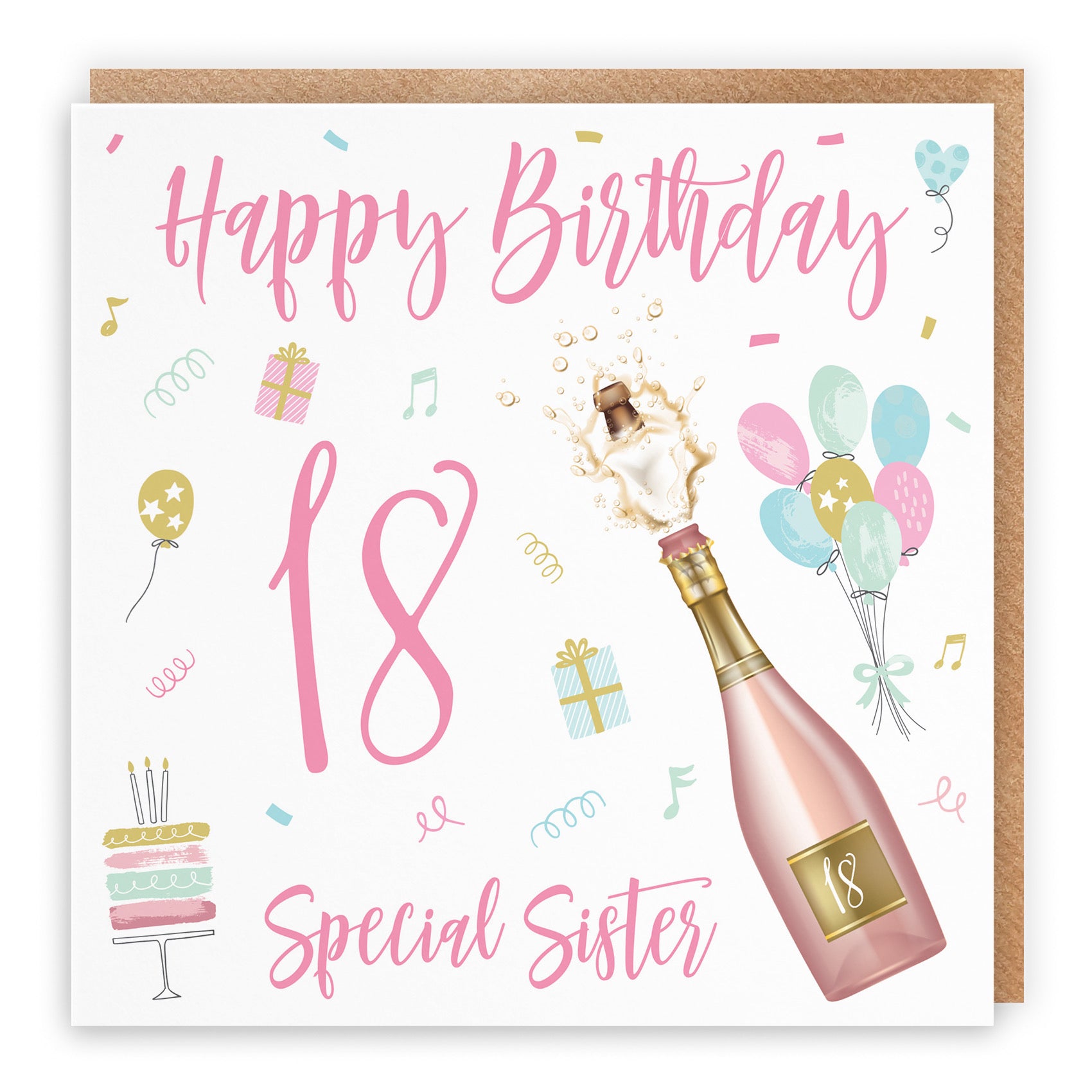 18th Sister Birthday Card Champagne - Default Title (B09GL9GPZJ)