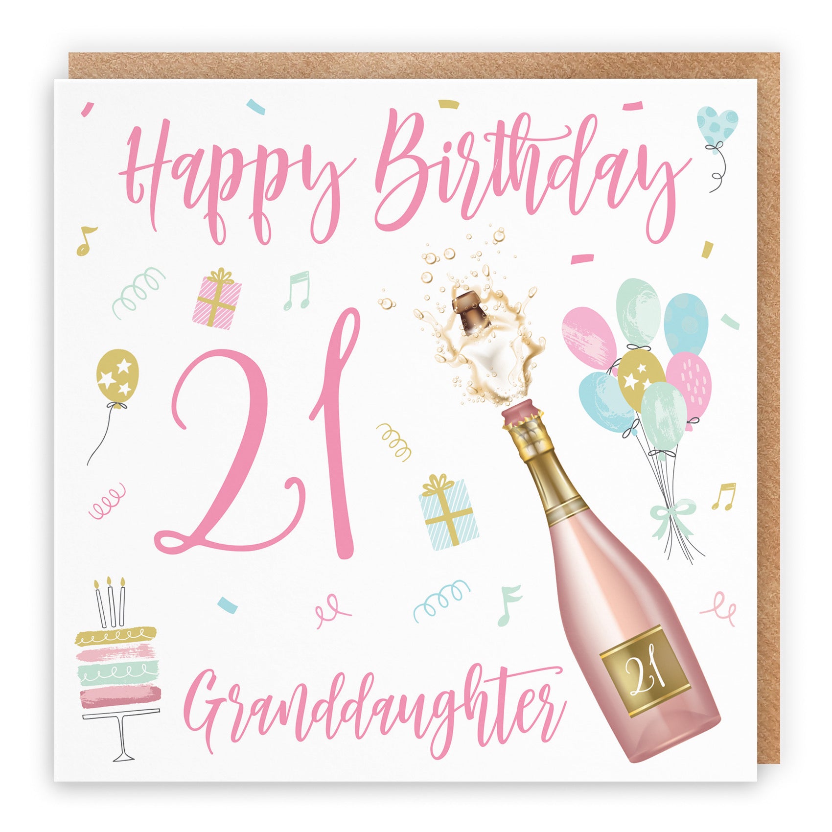 21st Granddaughter Birthday Card Champagne - Default Title (B09GL9SFLY)