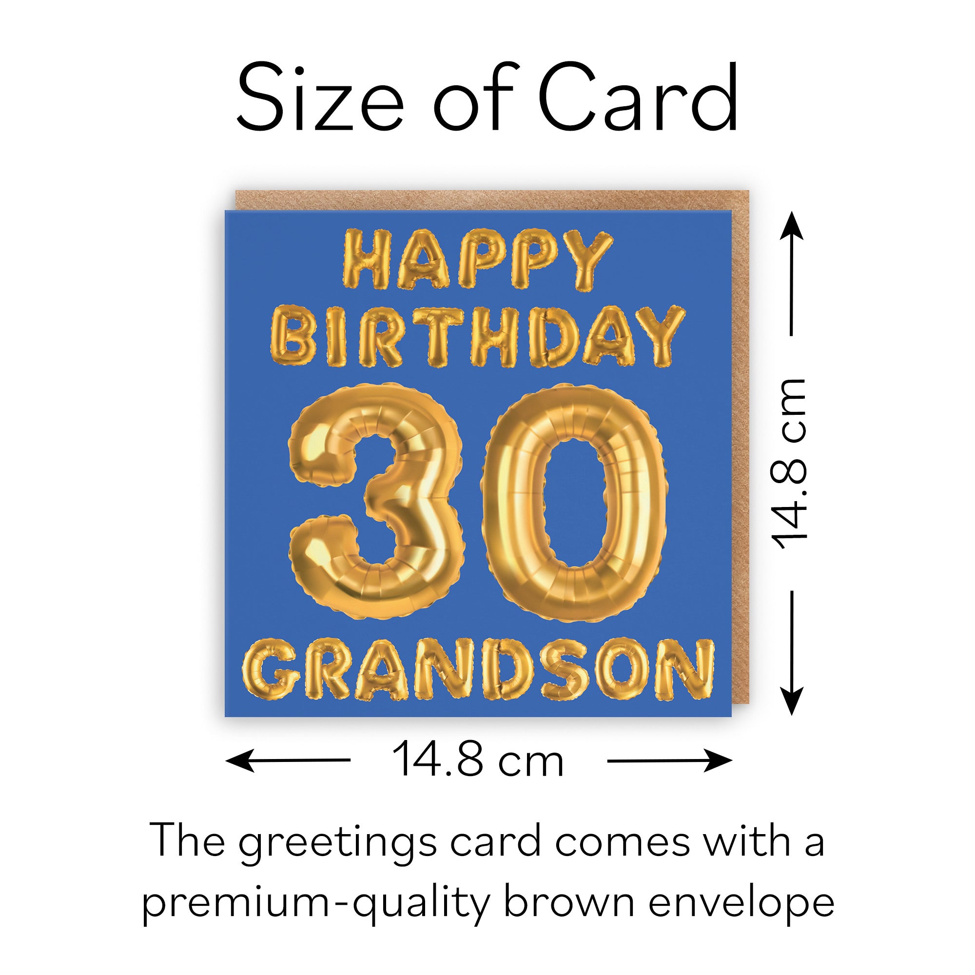 30th Grandson Birthday Card Balloon - Default Title (B09GLB3JNW)