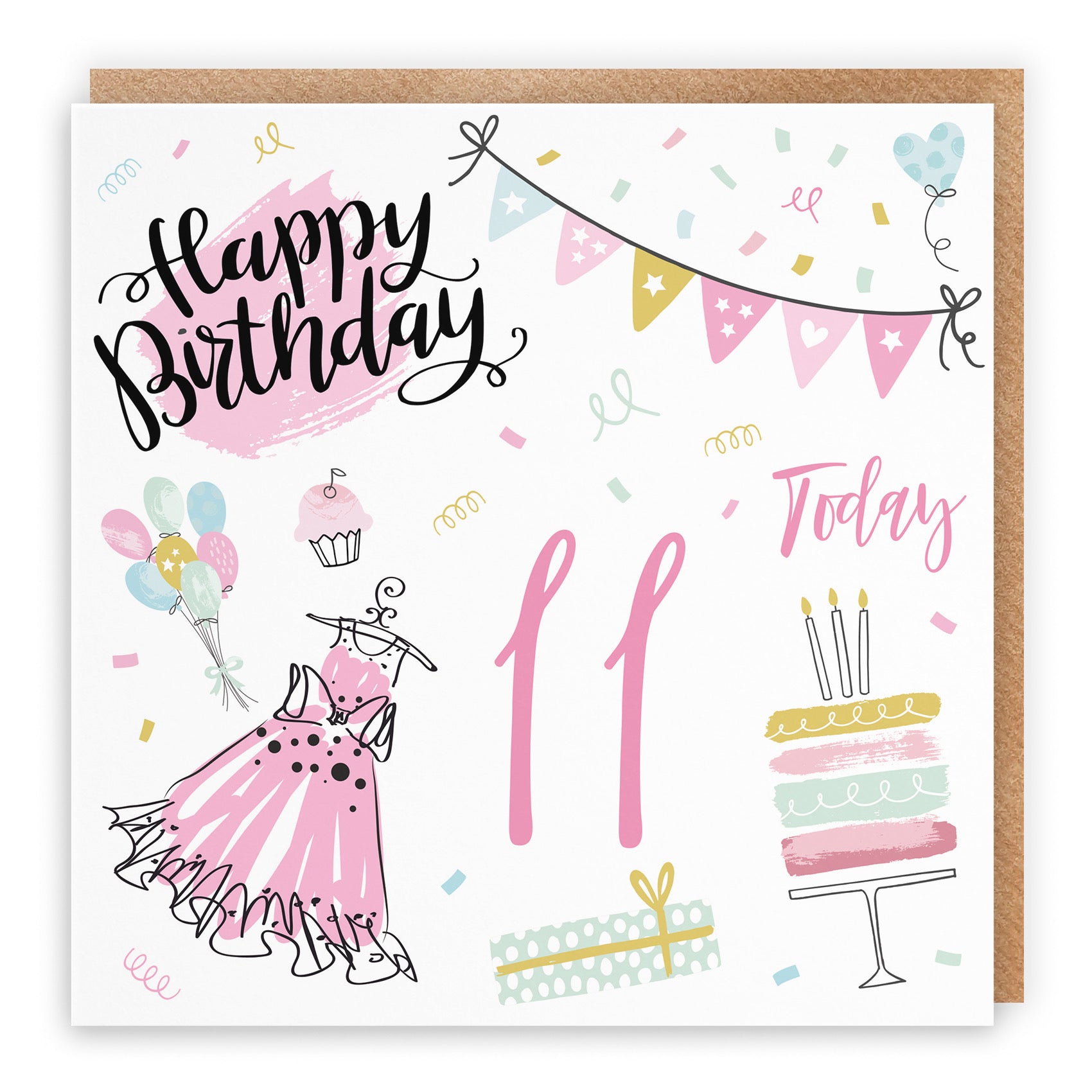 11th Girl Birthday Card Party - Default Title (B09GLB6LLY)