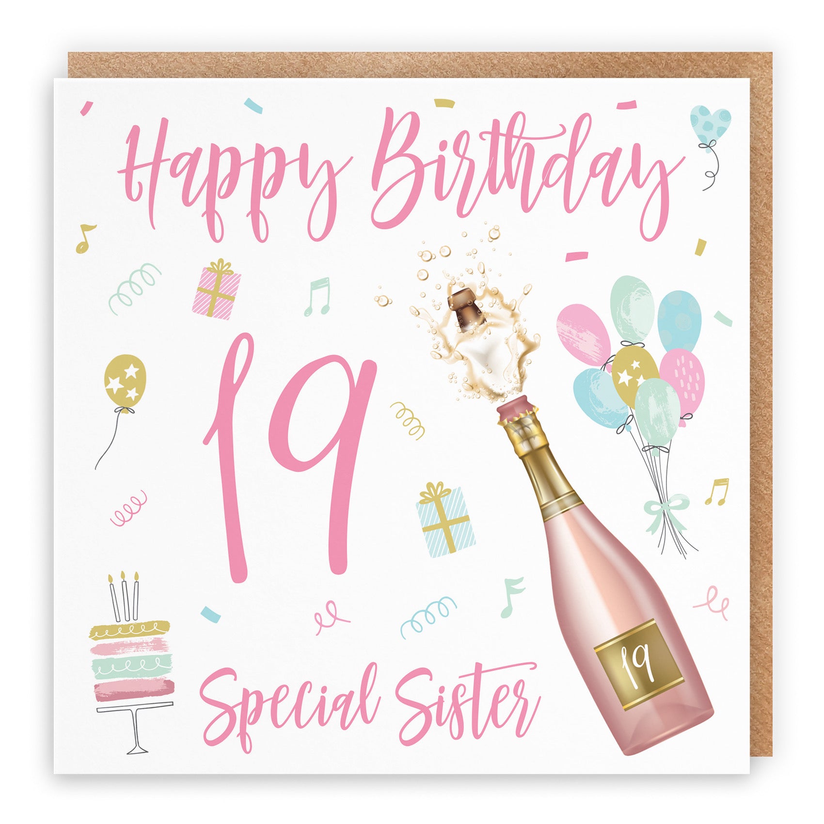 19th Sister Birthday Card Champagne - Default Title (B09GLB76QW)