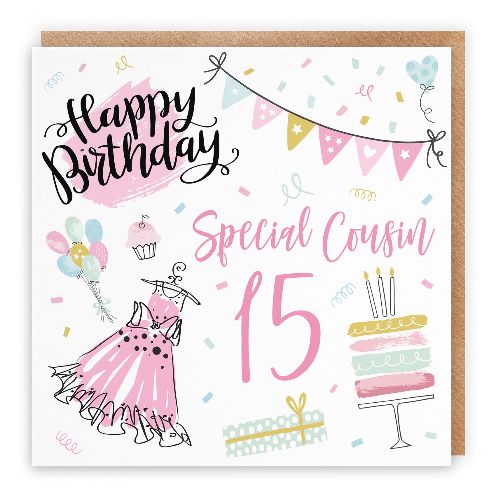 15th Cousin Female Birthday Card Party - Default Title (B09GLB79YV)