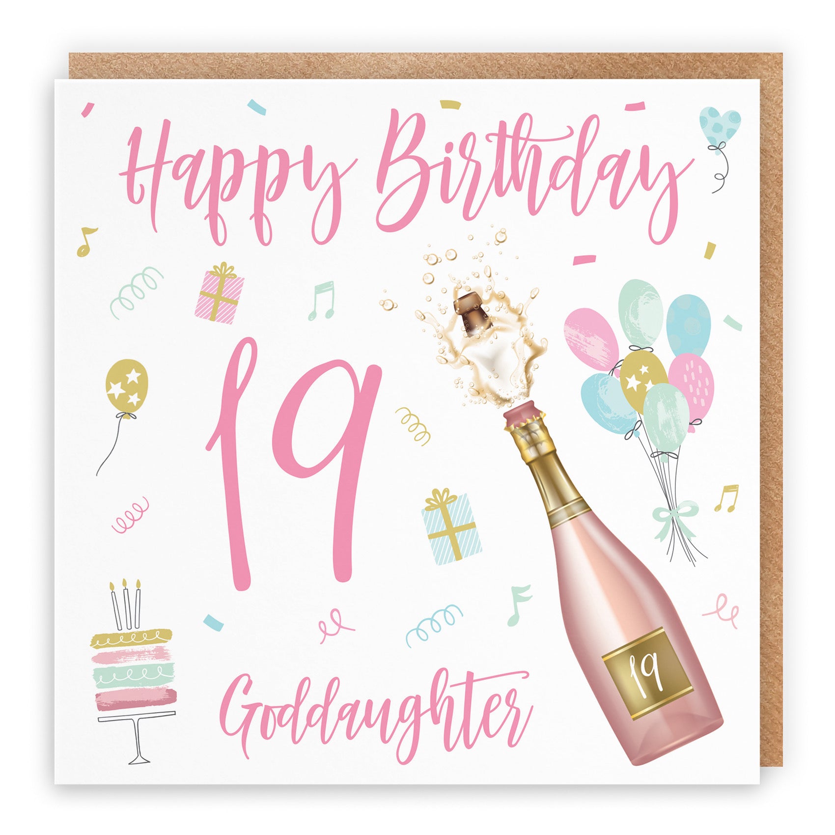 19th Goddaughter Birthday Card Champagne - Default Title (B09GLB7XTS)