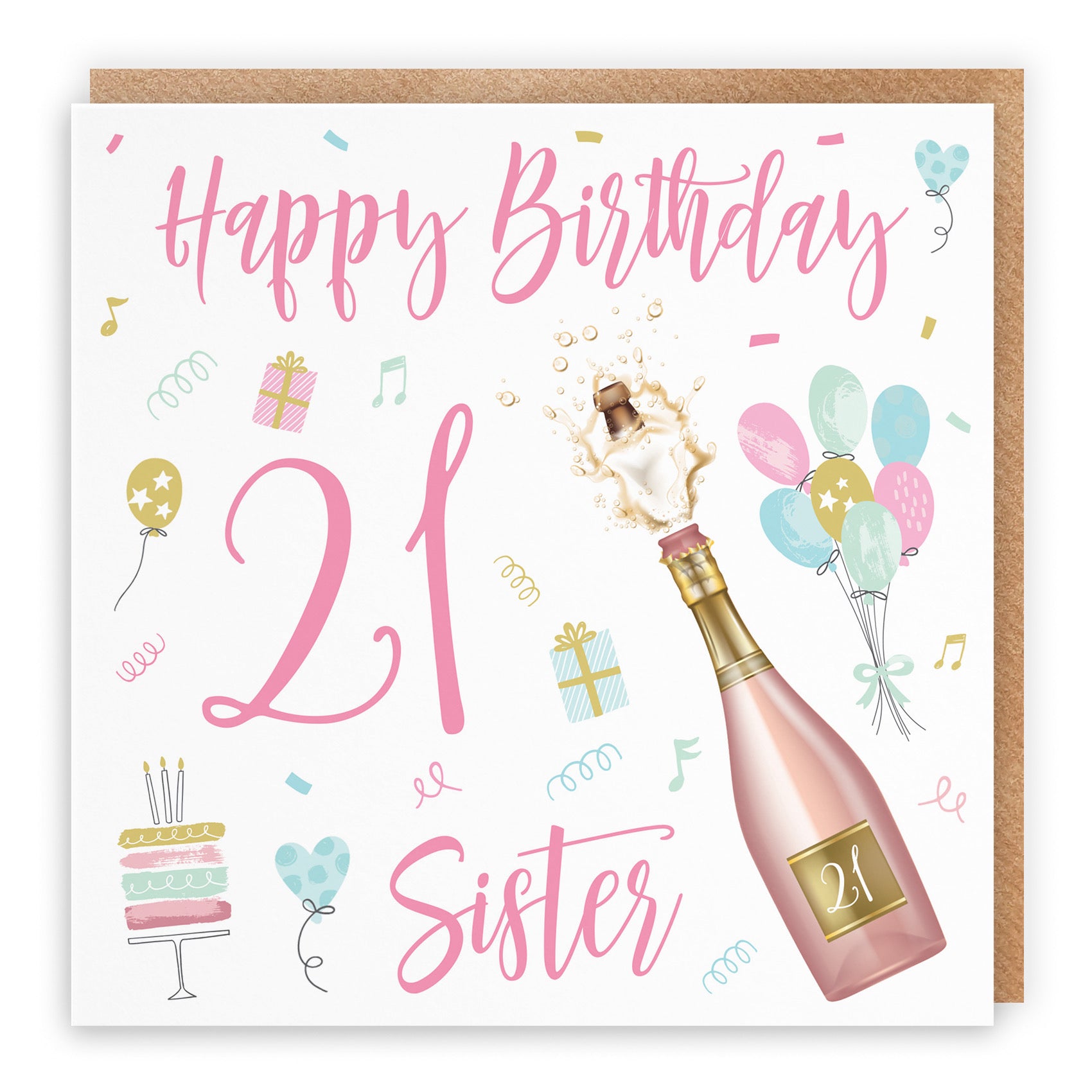 21st Sister Birthday Card Champagne - Default Title (B09GLBDLL8)