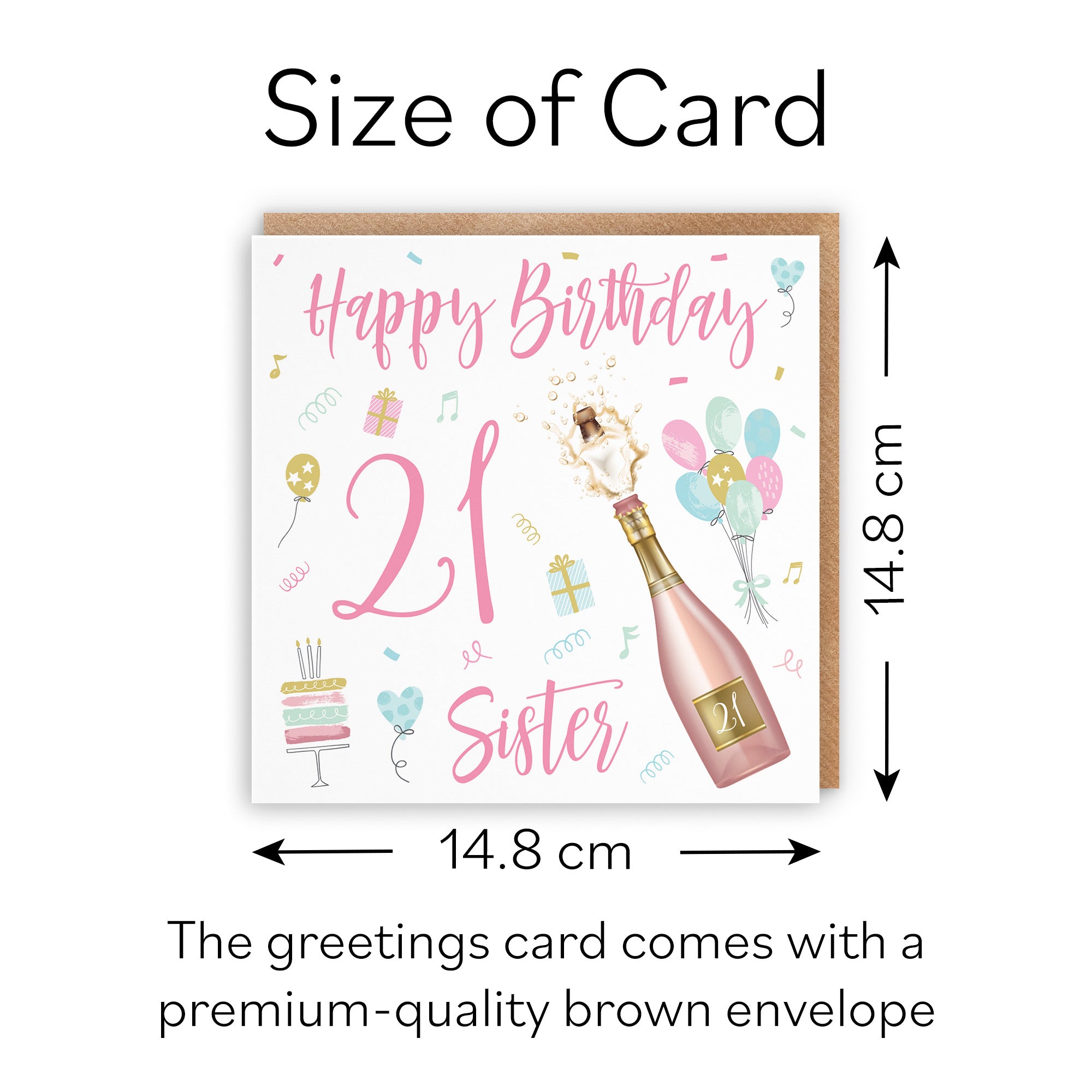 21st Sister Birthday Card Champagne - Default Title (B09GLBDLL8)