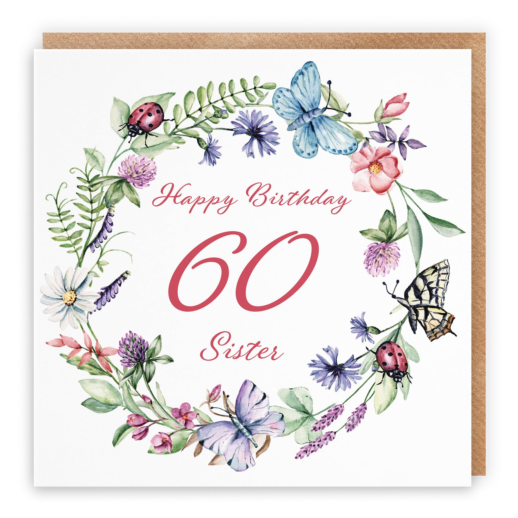 60th Sister Humorous Birthday Card Meadow - Default Title (B09GLBG553)