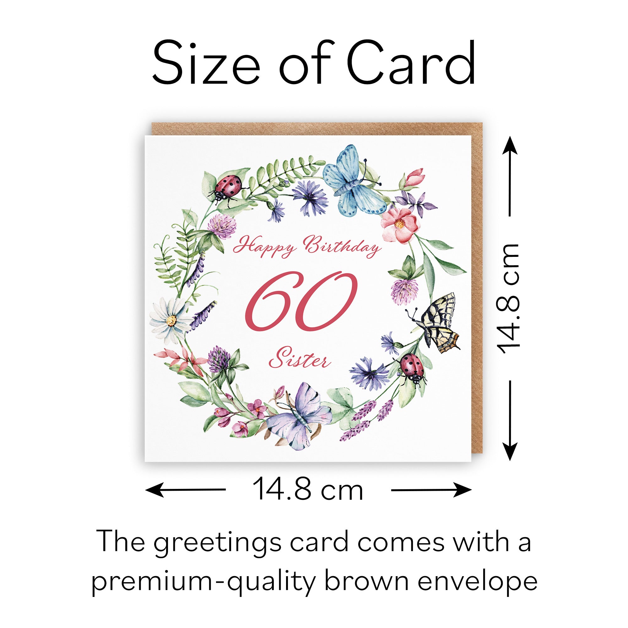 60th Sister Humorous Birthday Card Meadow - Default Title (B09GLBG553)