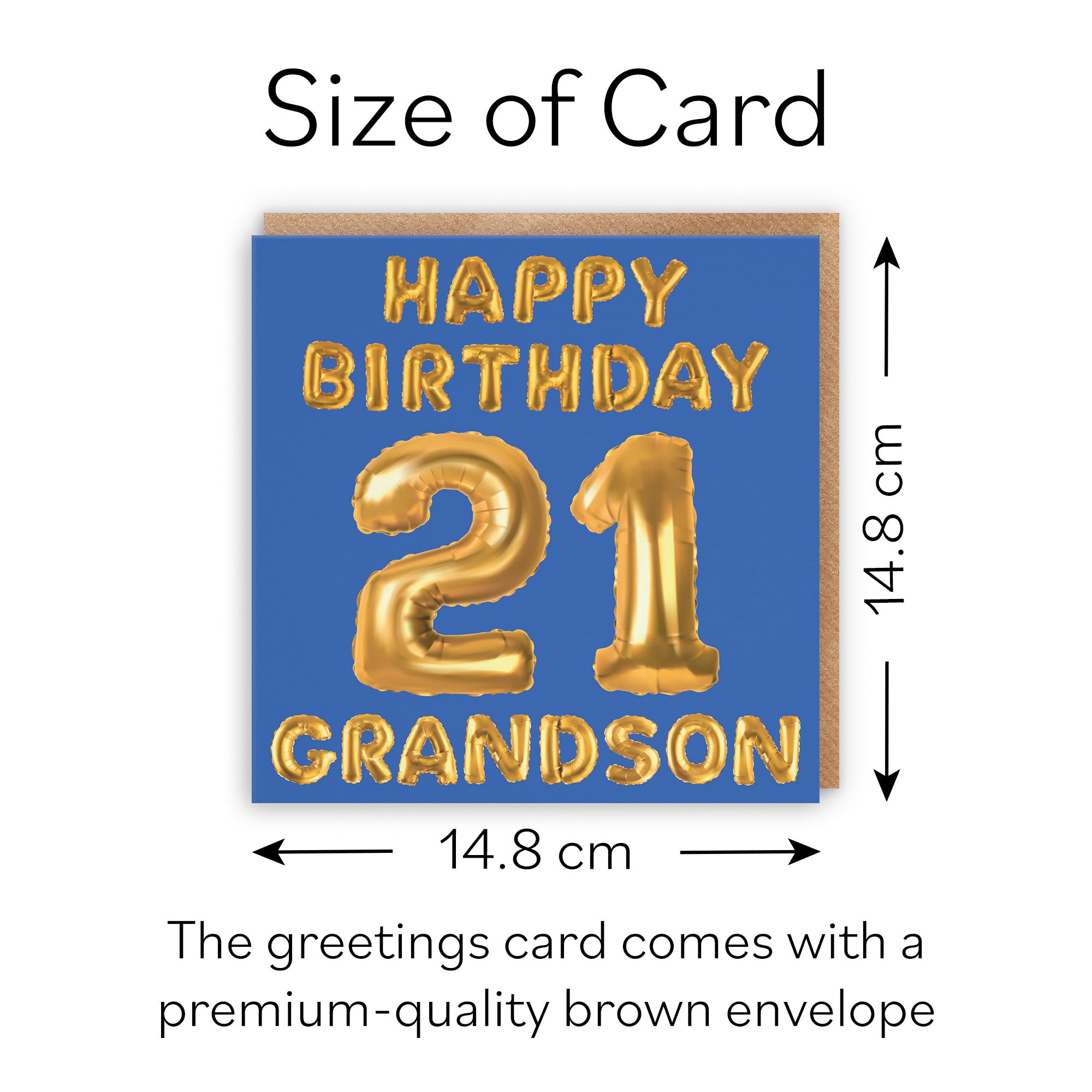 21st Grandson Birthday Card Balloon - Default Title (B09GLBGXFG)