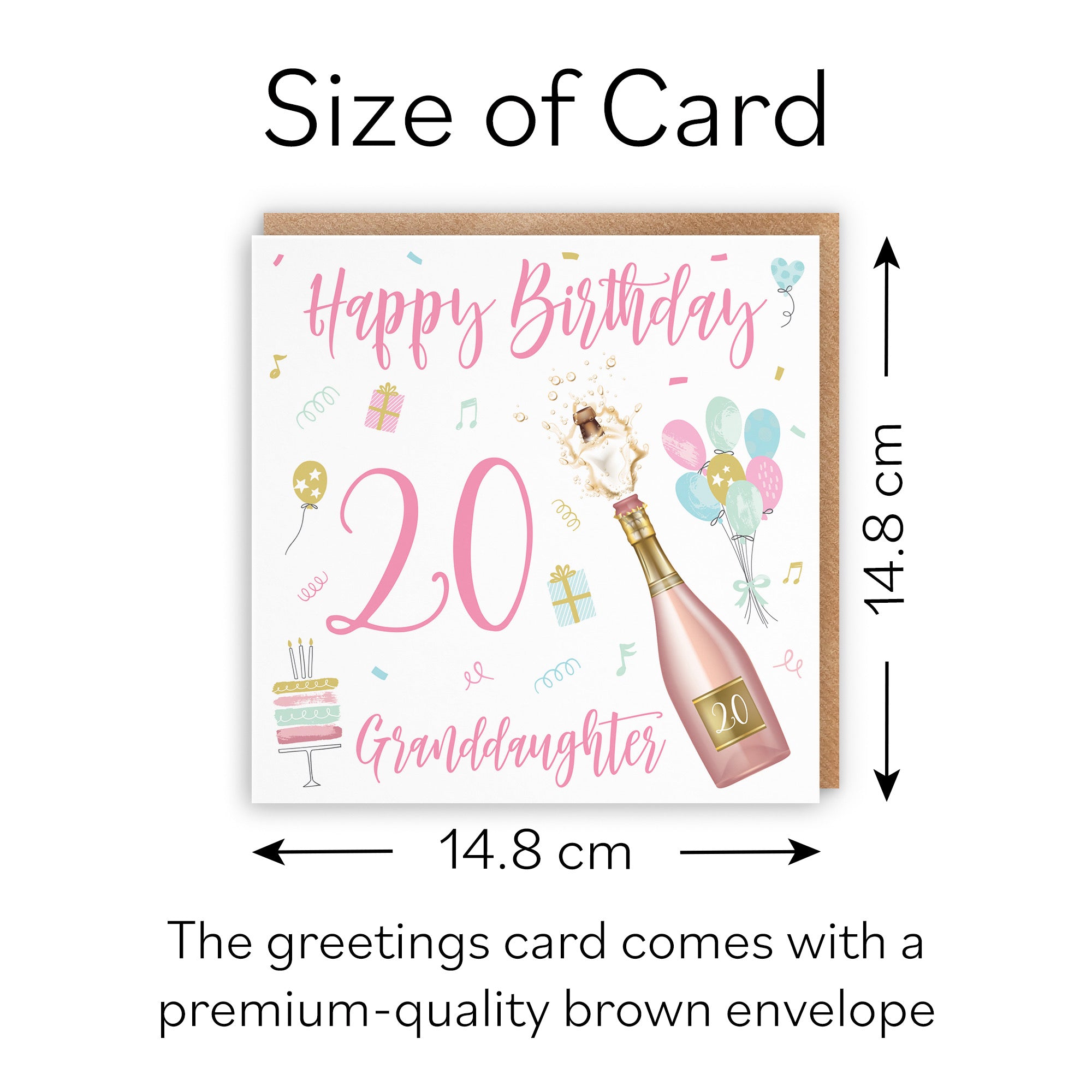 20th Granddaughter Birthday Card Champagne - Default Title (B09GLBPCPX)