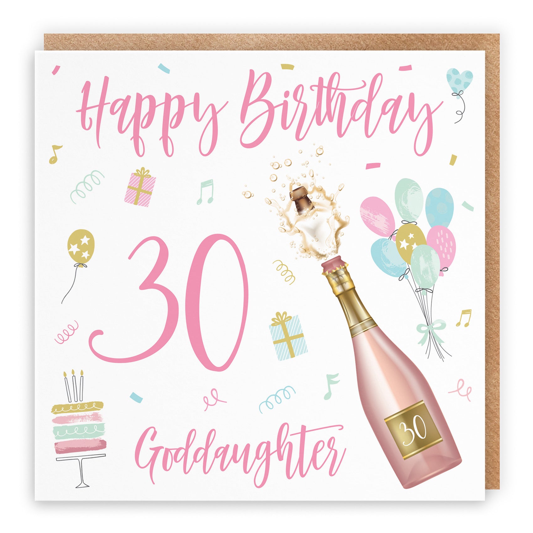 30th Goddaughter Birthday Card Champagne - Default Title (B09GLBSTHX)