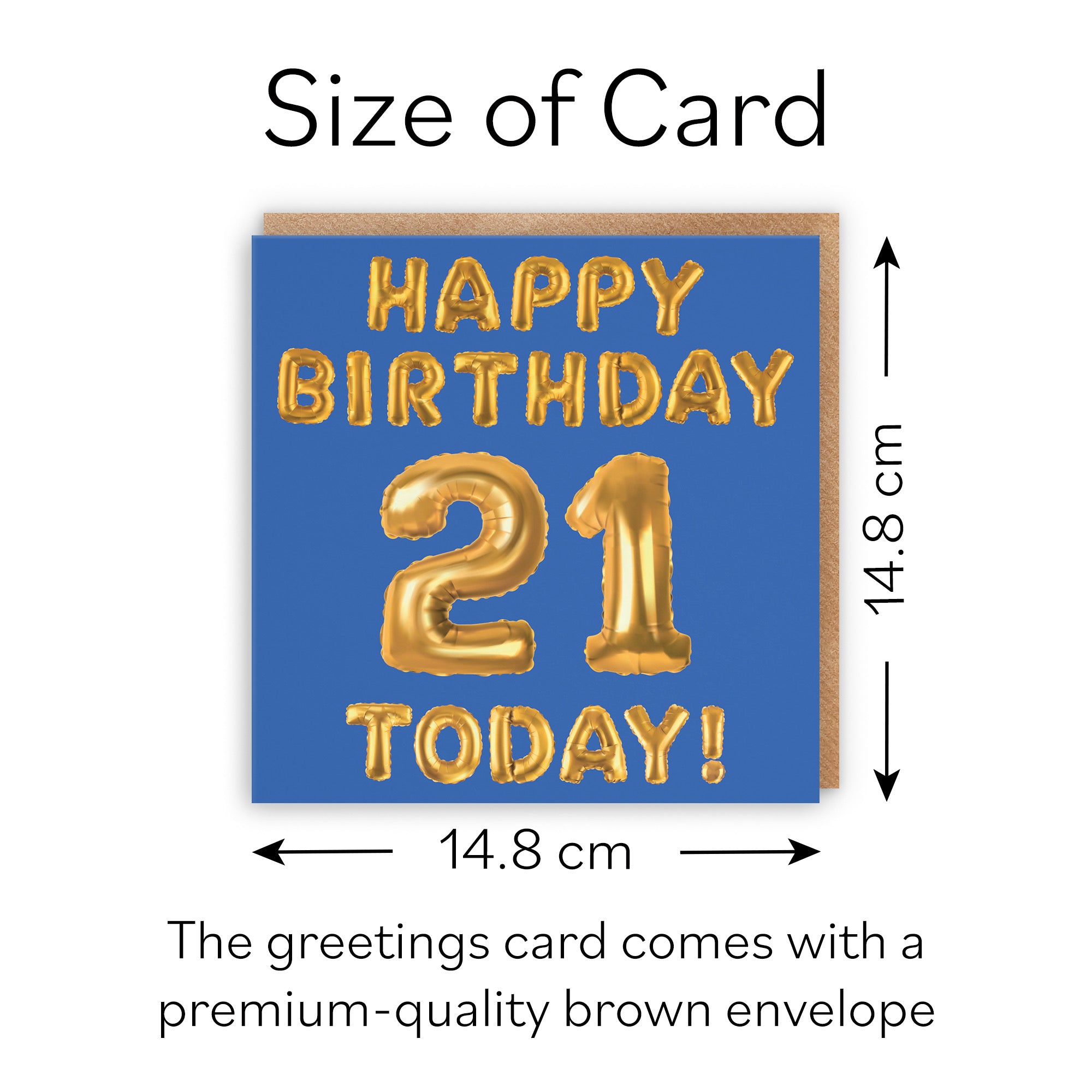 21st Birthday Card Blue Balloon - Default Title (B09GLBXQ36)