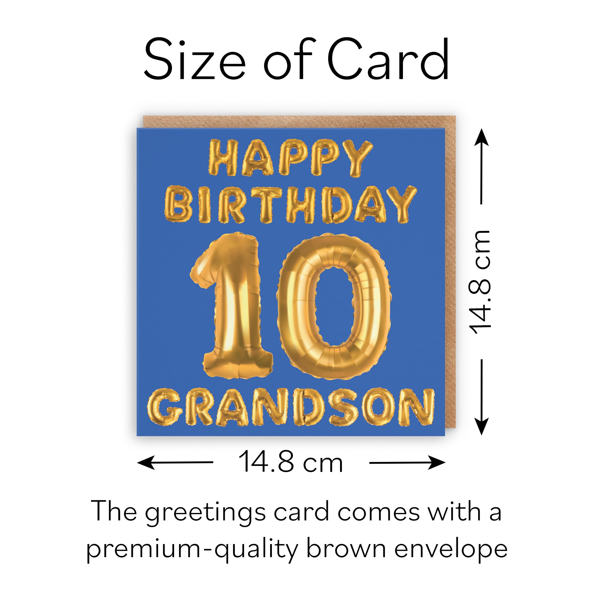 10th Grandson Birthday Card Balloon - Default Title (B09GLC2KR3)