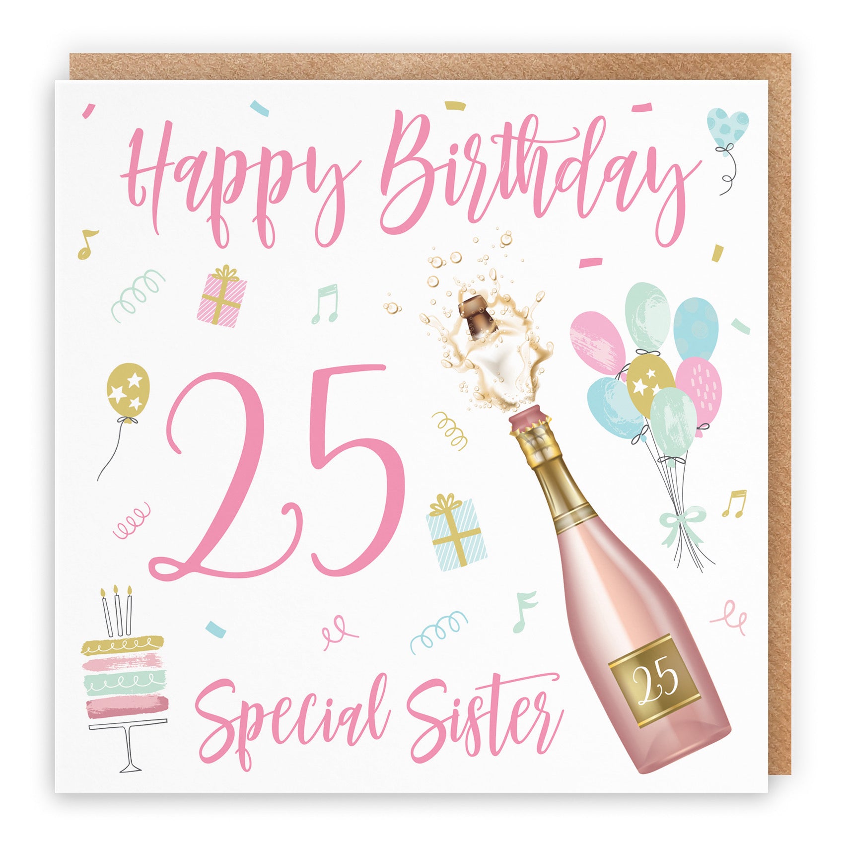 25th Sister Birthday Card Champagne - Default Title (B09GLCPK26)