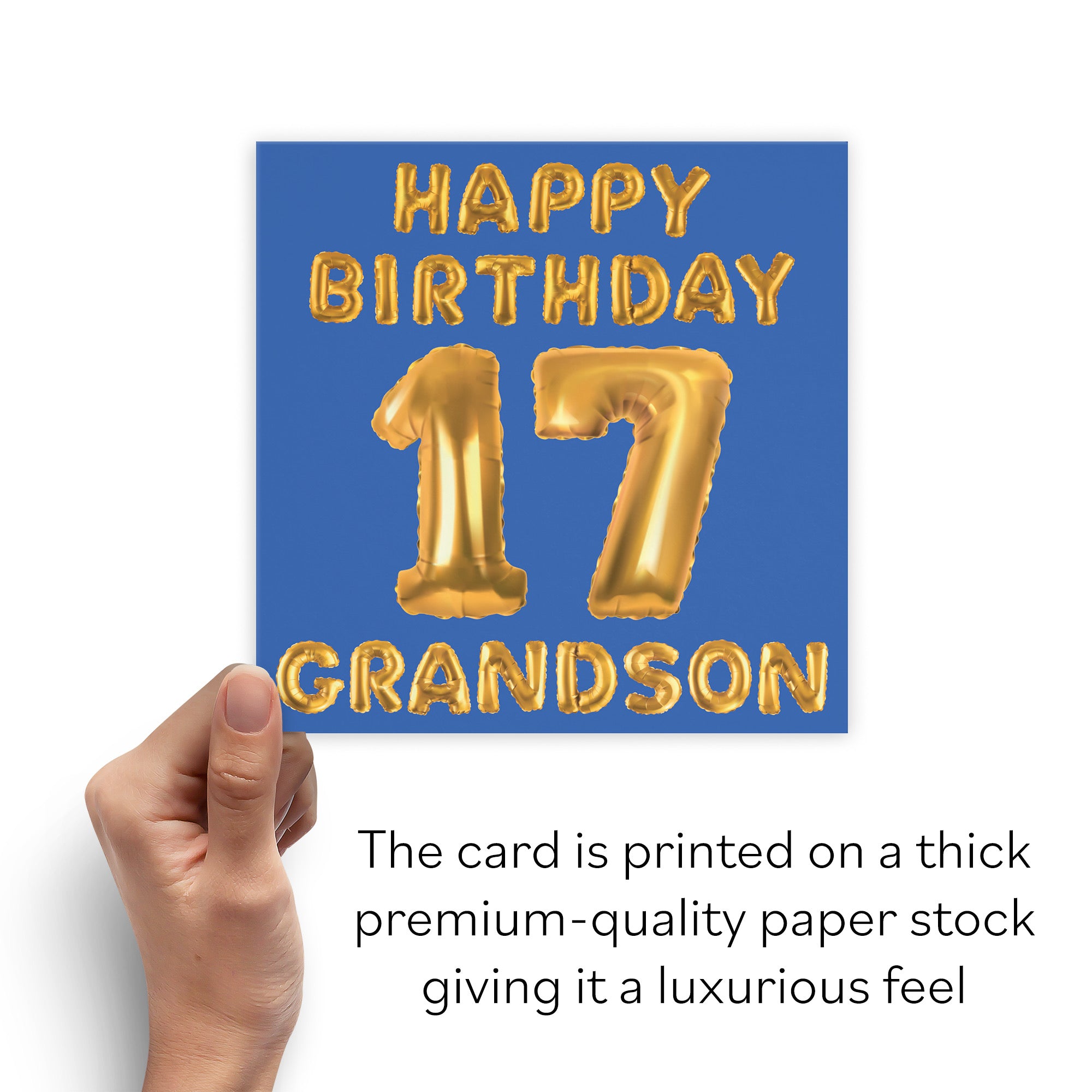 17th Grandson Birthday Card Balloon - Default Title (B09GLDB6DR)