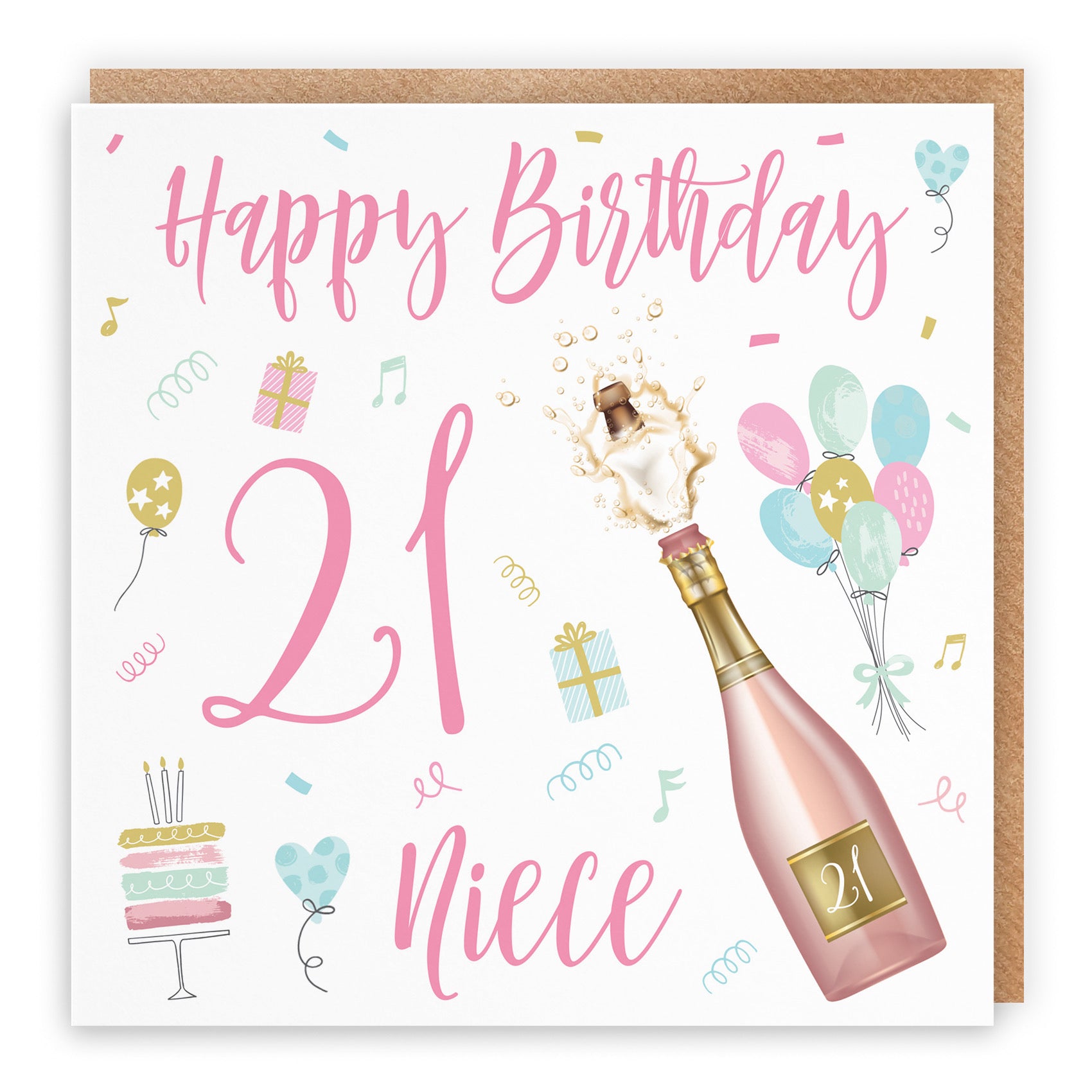 21st Niece Birthday Card Champagne - Default Title (B09GLDHNNK)