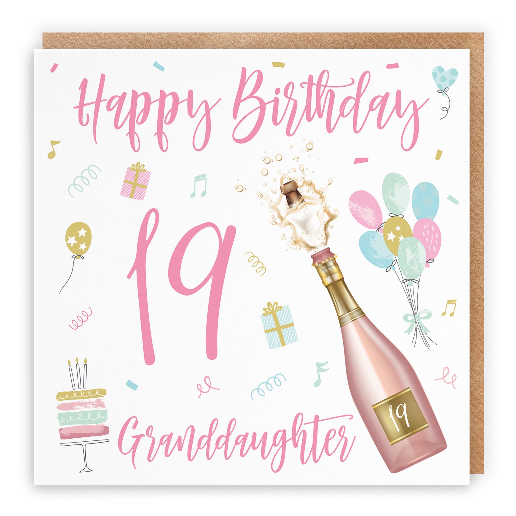 19th Granddaughter Birthday Card Champagne - Default Title (B09GLDKK3T)