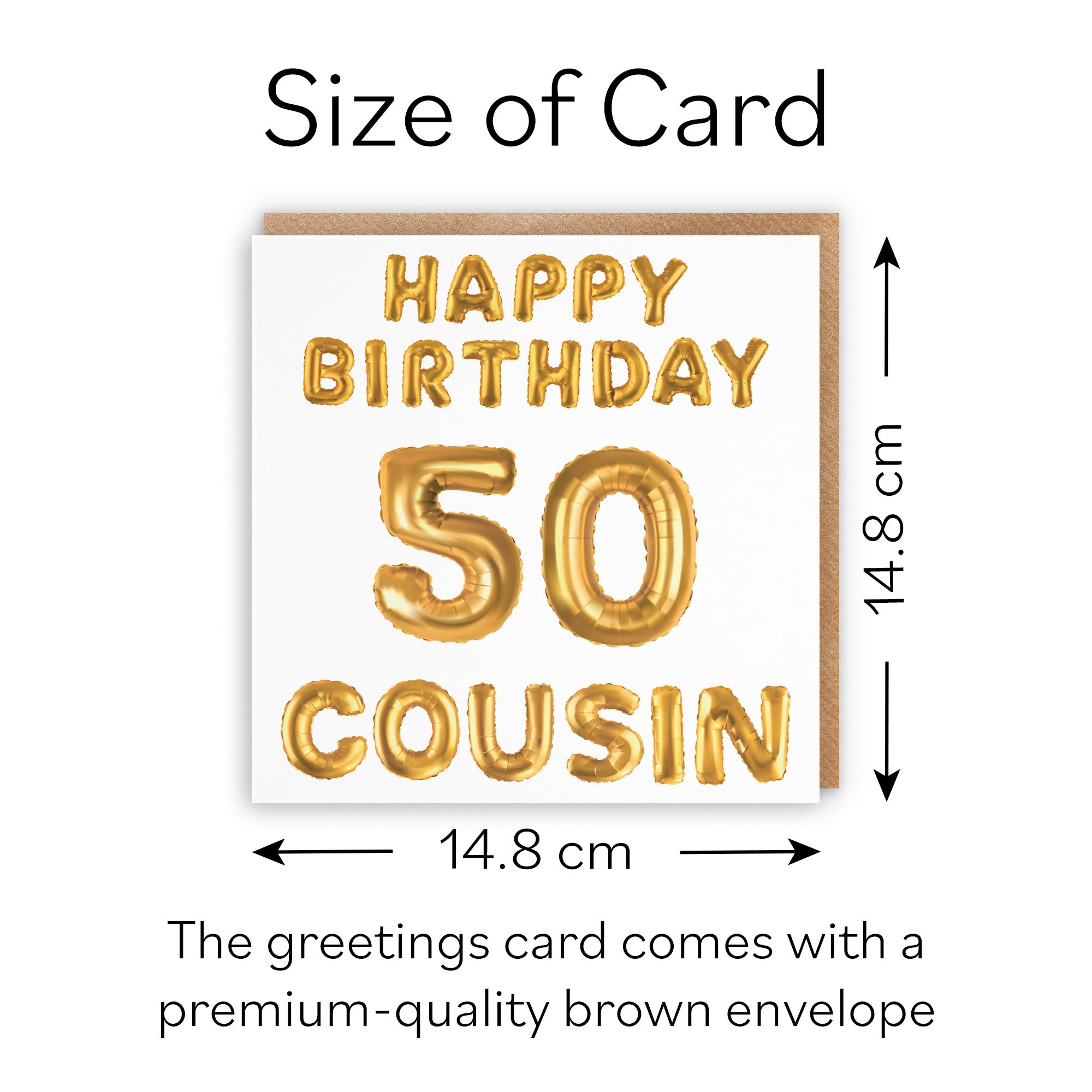 50th Cousin Birthday Card Balloon - Default Title (B09GLDT8TG)