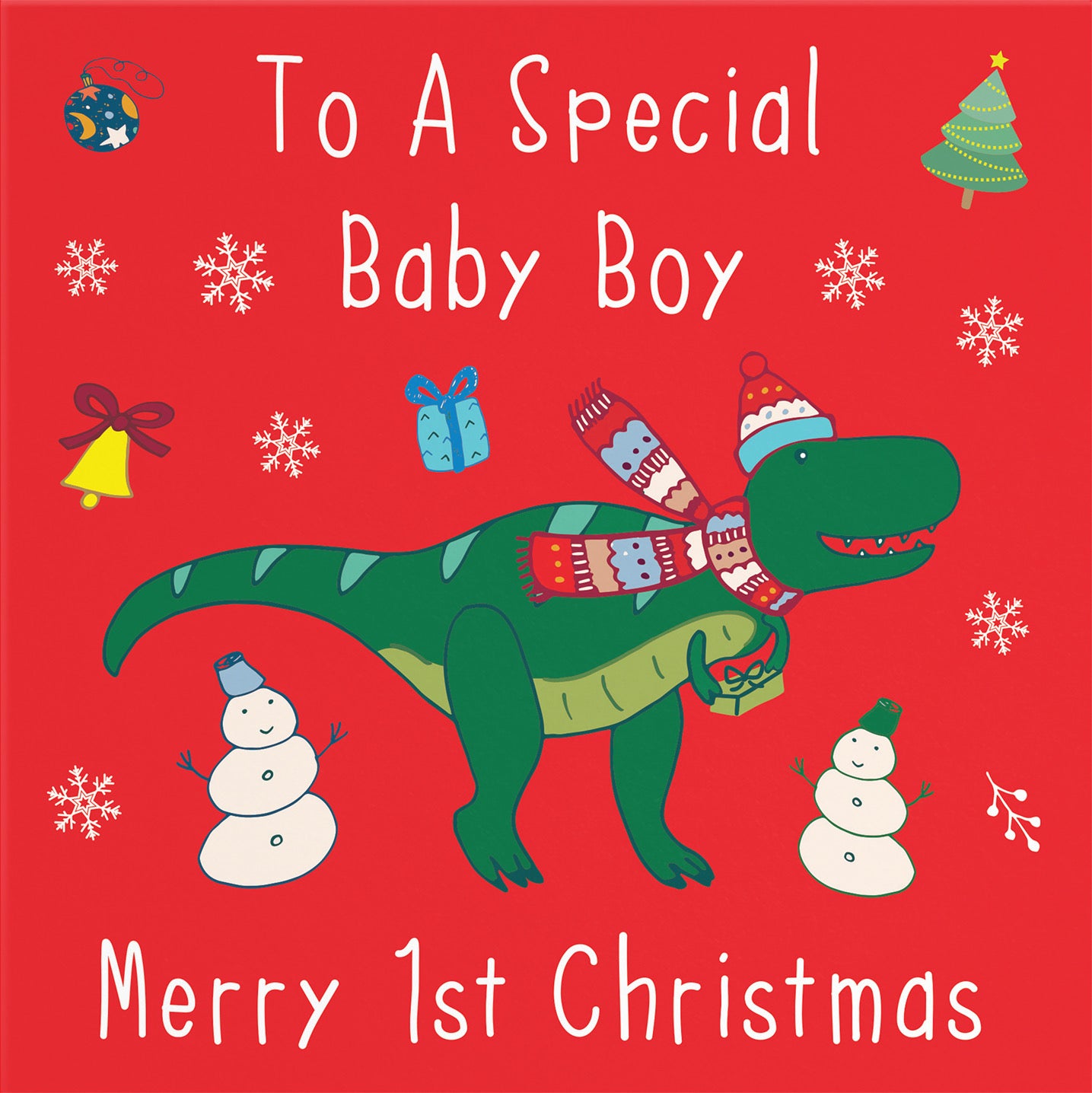 Baby Boy's 1st Christmas Dinosaur Card - Default Title (B09JV9DR51)