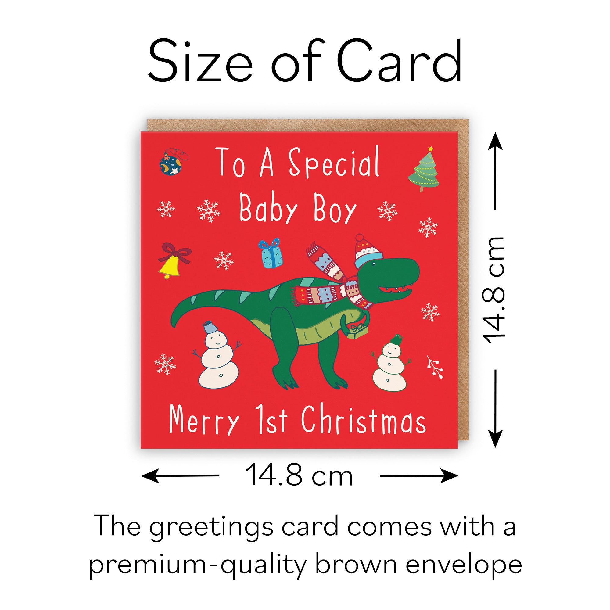 Baby Boy's 1st Christmas Dinosaur Card - Default Title (B09JV9DR51)