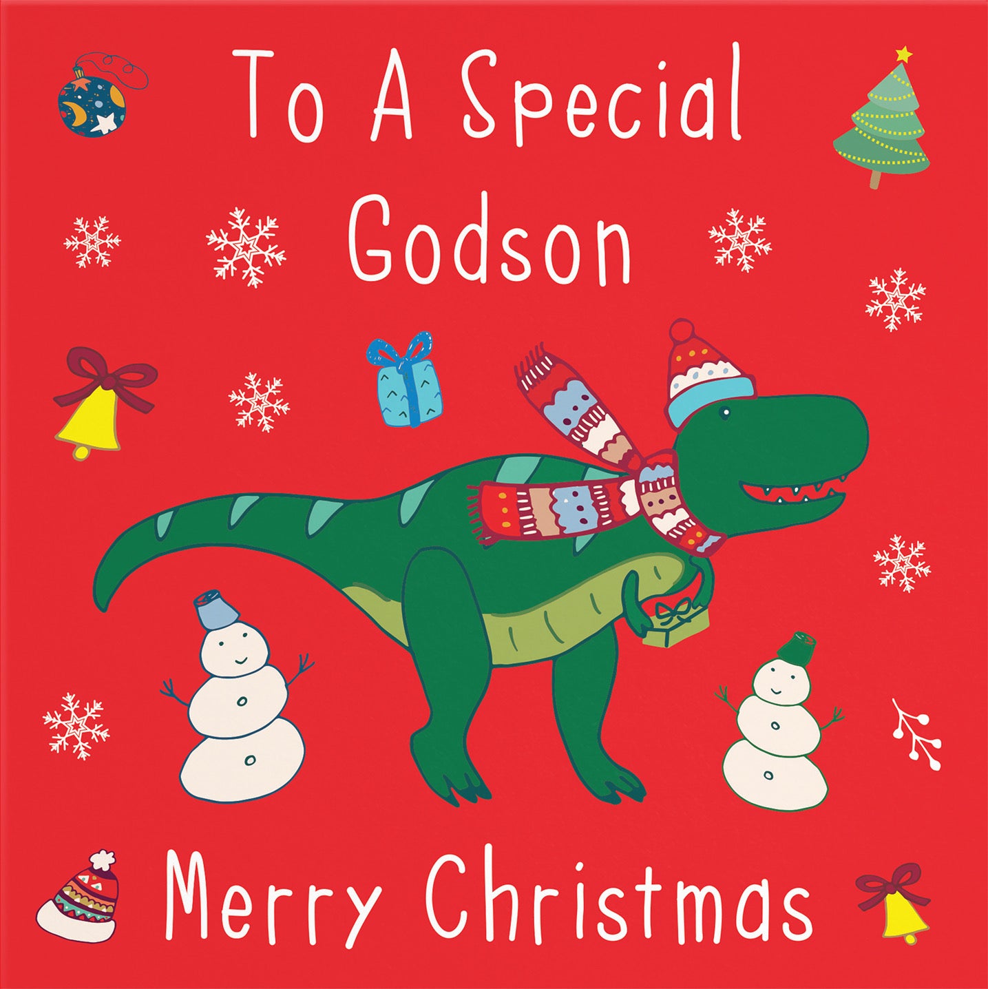 Godson Dinosaur Christmas Card - Default Title (B09JVCFRBF)