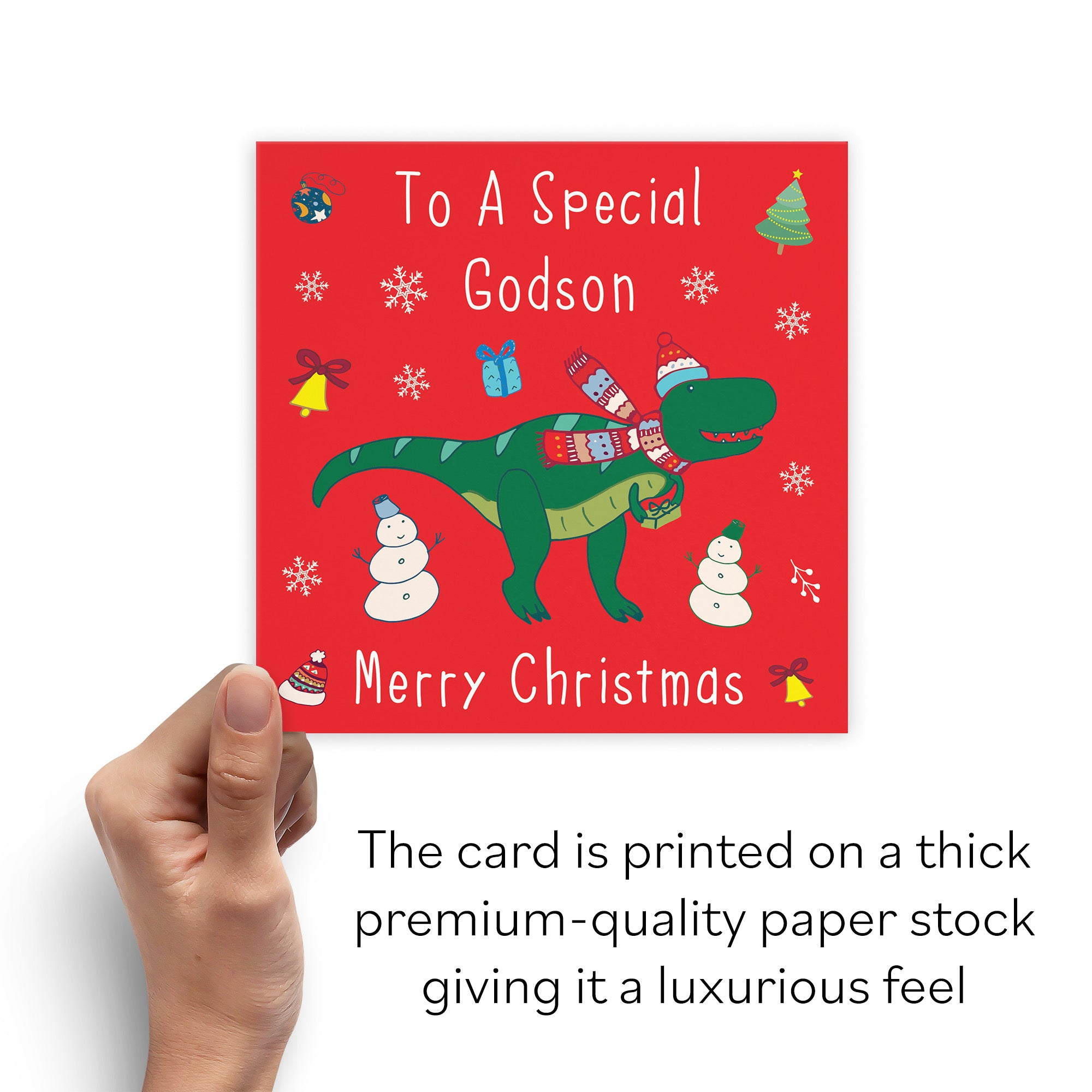 Godson Dinosaur Christmas Card - Default Title (B09JVCFRBF)