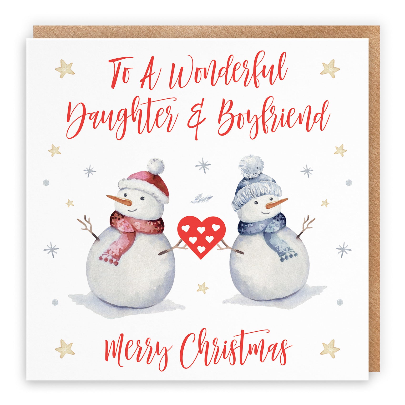 Daughter And Boyfriend Snowman Christmas Card - Default Title (B09JVDFKTV)