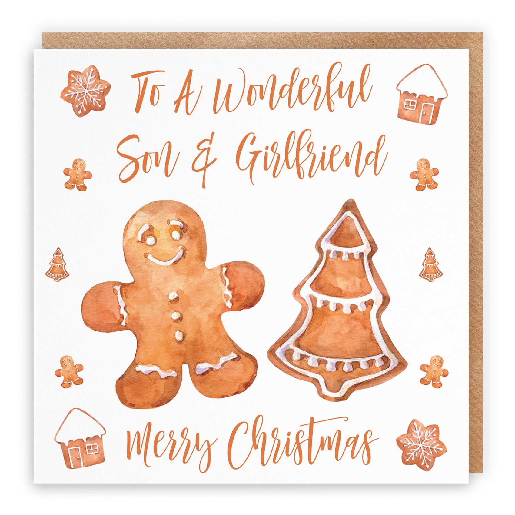 Son And Girlfriend Gingerbread Christmas Card - Default Title (B09JVMY47R)