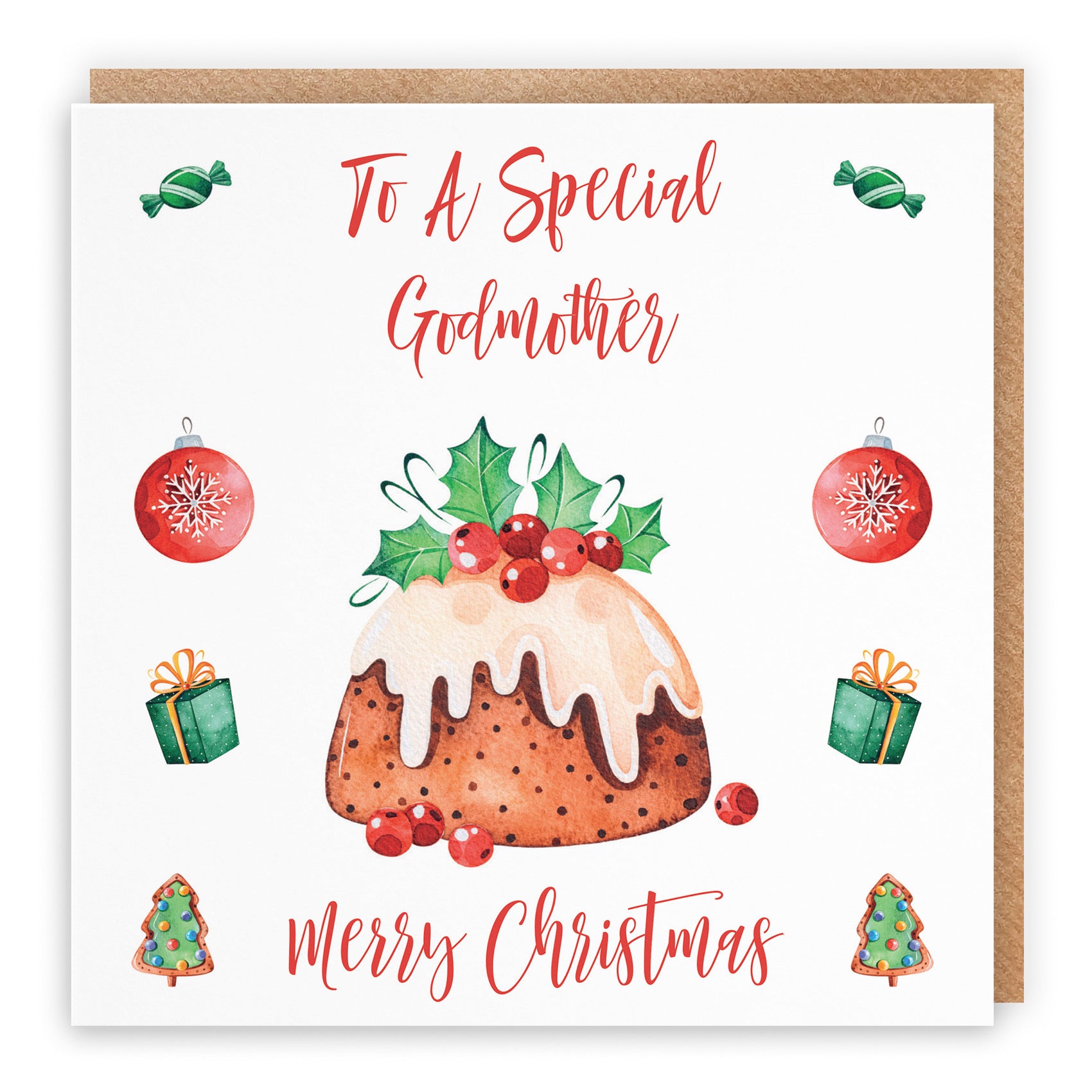 Godmother Christmas Card Christmas Pudding - Default Title (B09JZWW829)