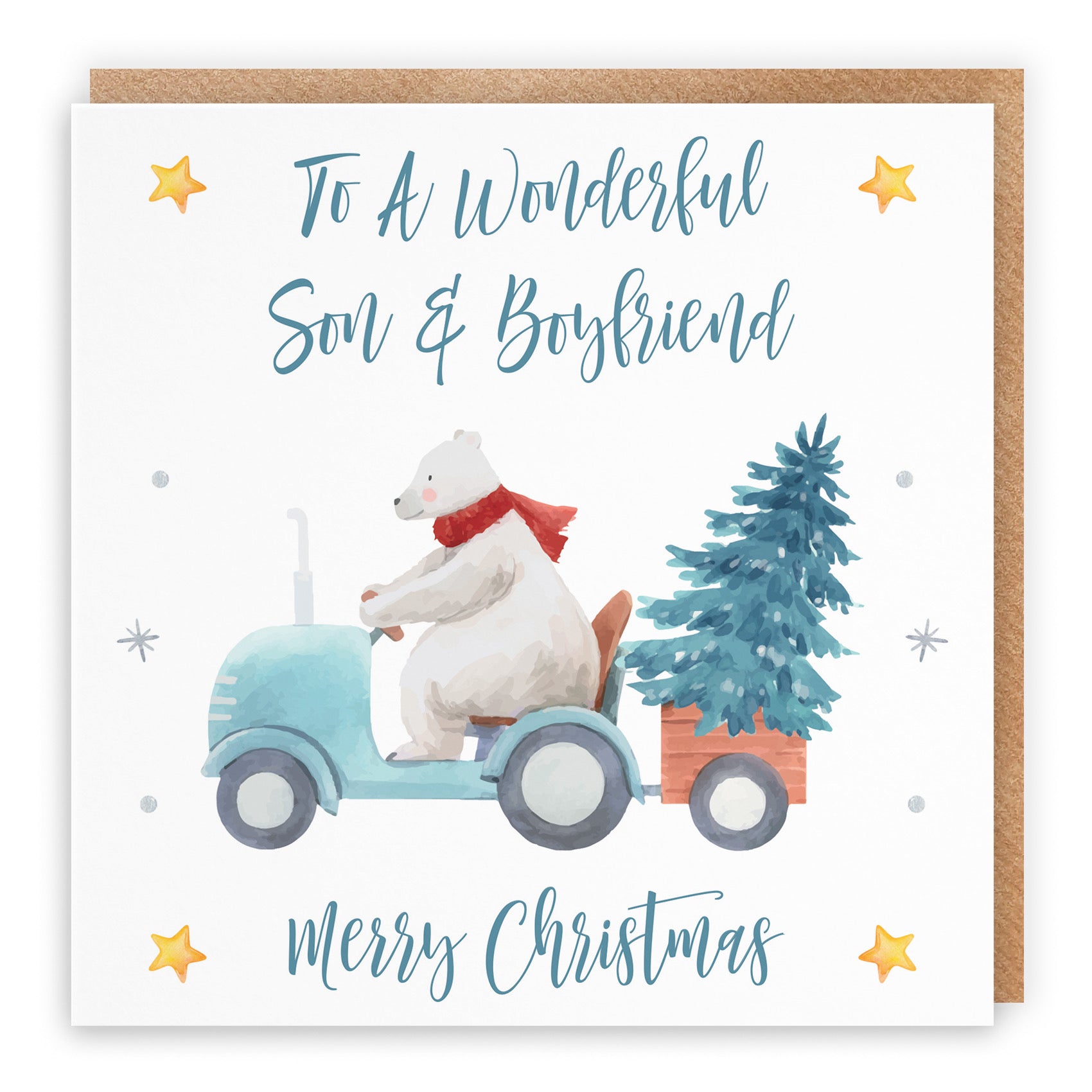 Son And Boyfriend Polar Bear Christmas Card - Default Title (B09JZX1Q9F)