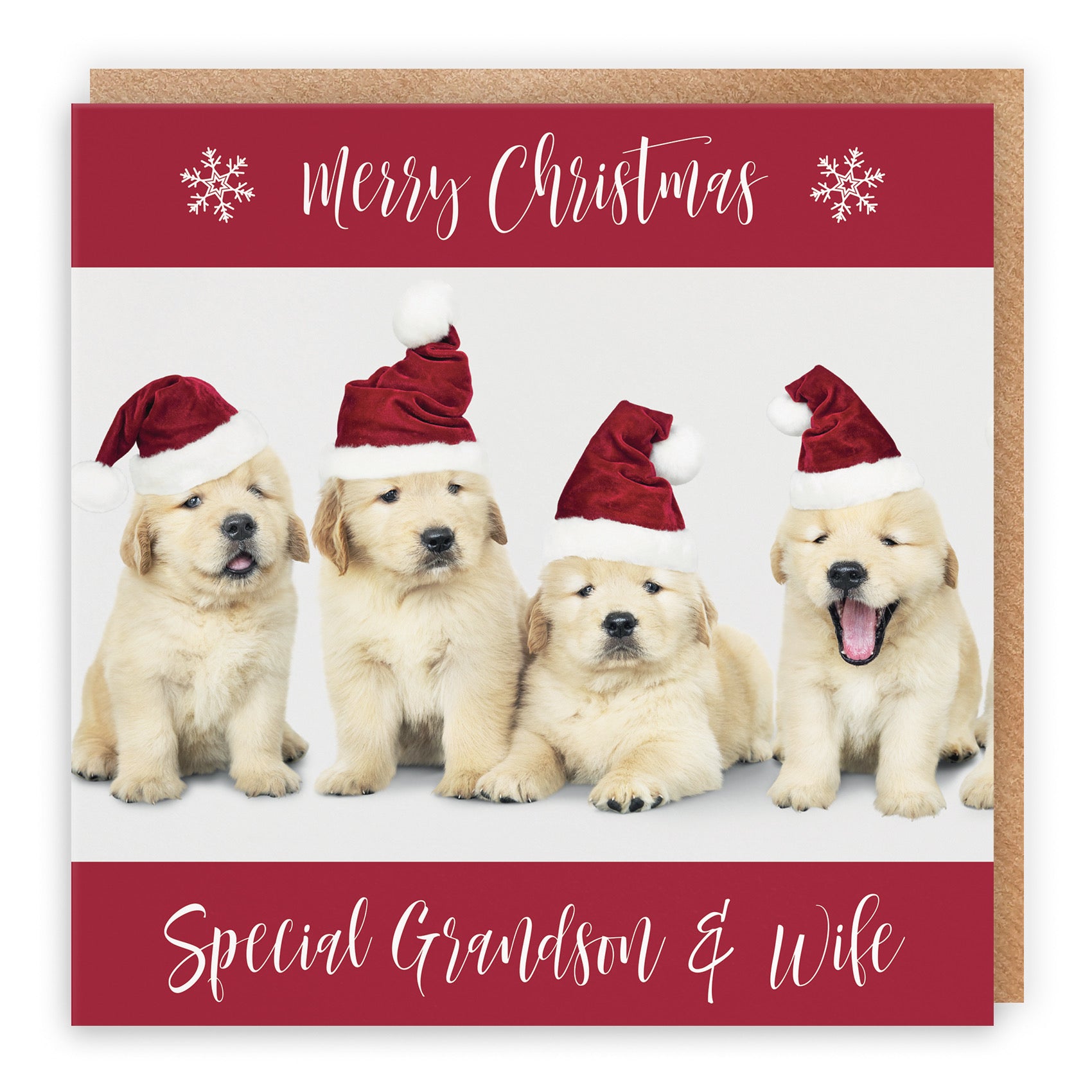 Grandson And Wife Puppy Christmas Card - Default Title (B09JZYJJFY)