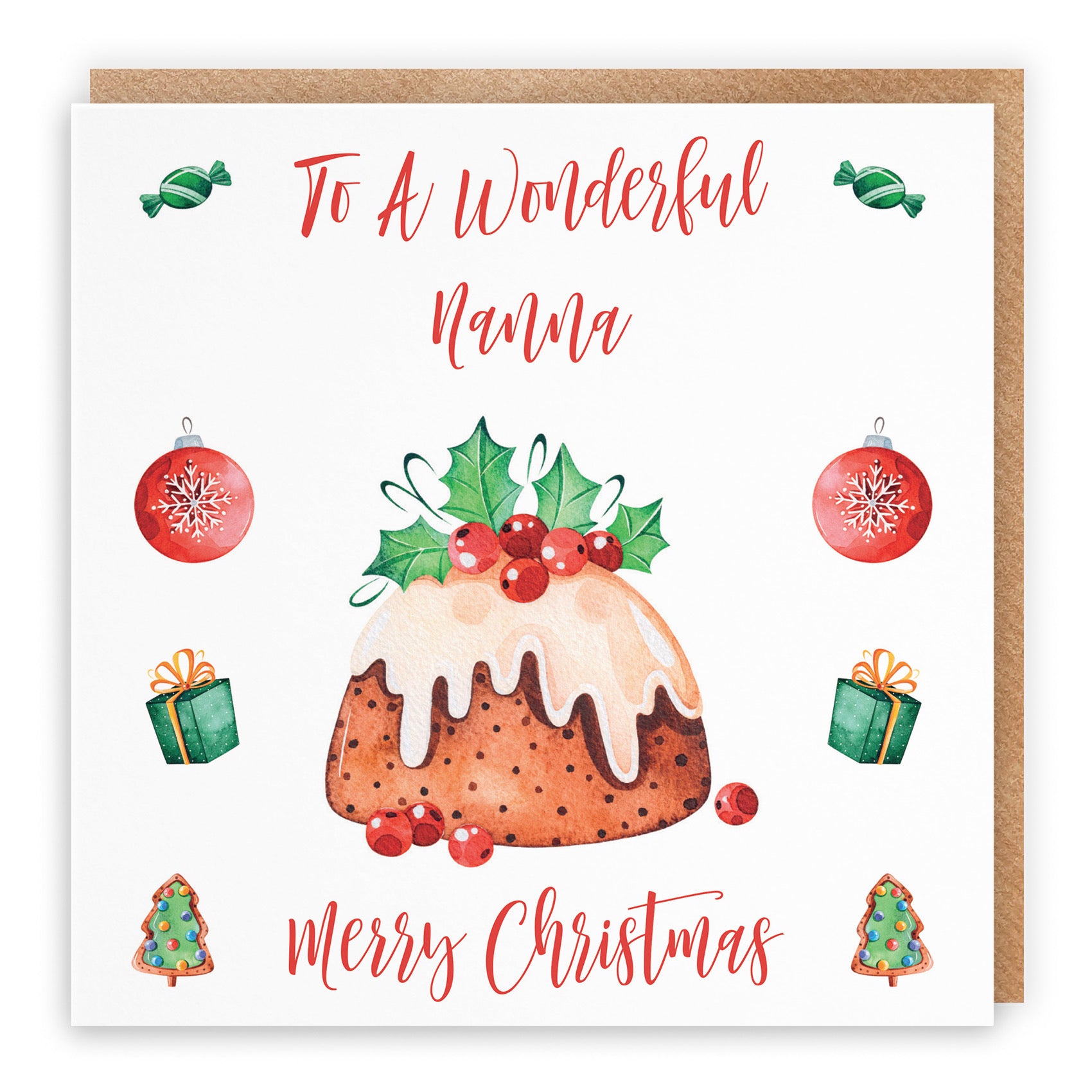 Nanna Christmas Pudding Card - Default Title (B09JZYLHVB)