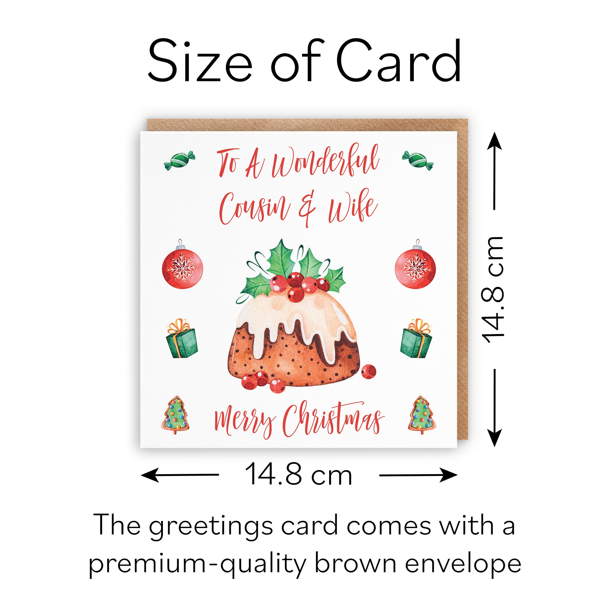 Cousin And Wife Christmas Pudding Card - Default Title (B09JZYWVMF)