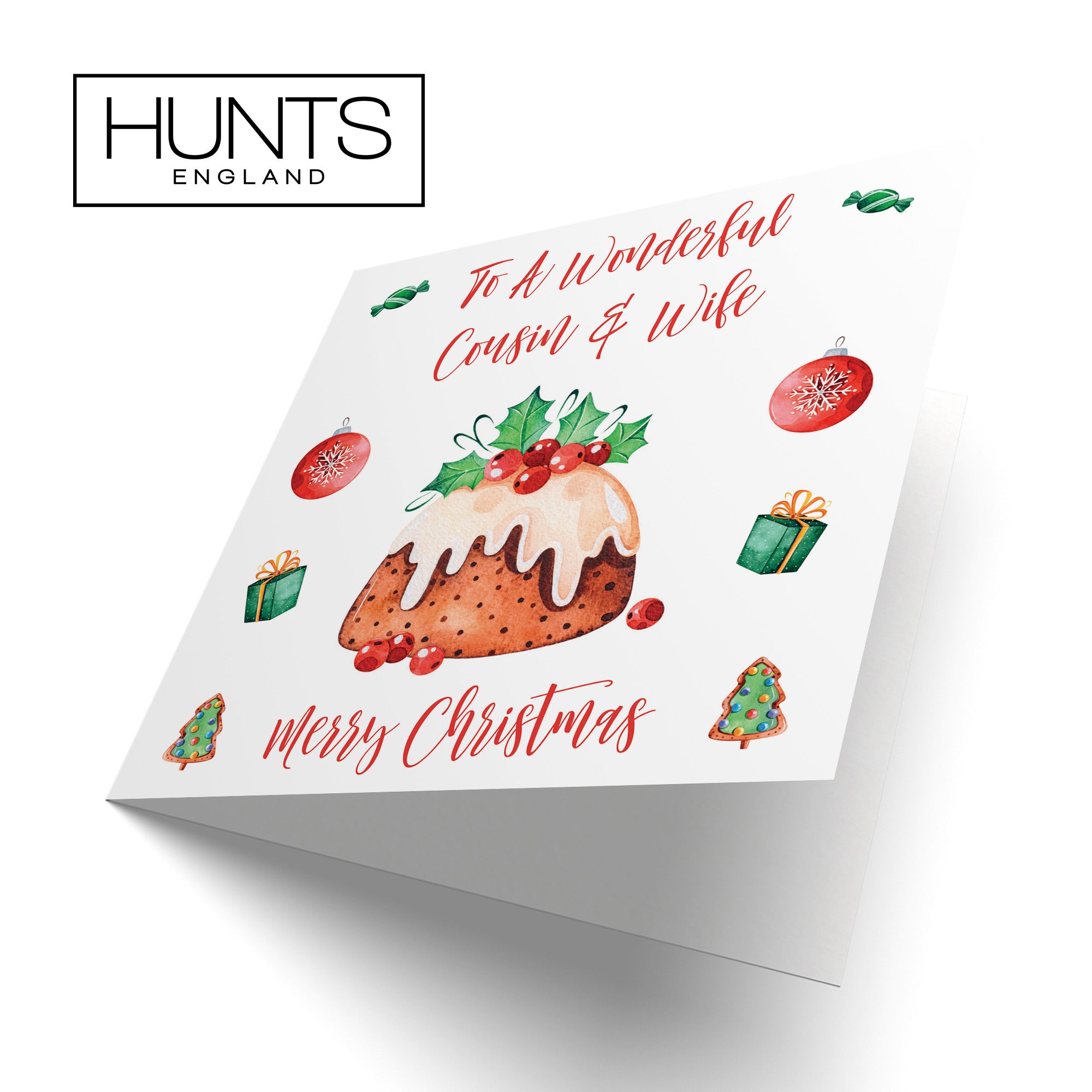 Cousin And Wife Christmas Pudding Card - Default Title (B09JZYWVMF)