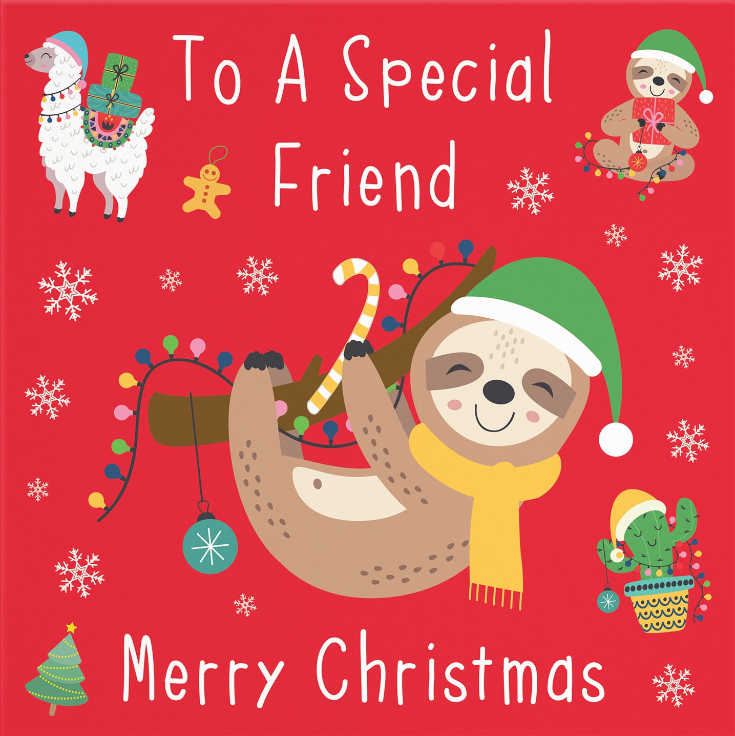 Friend Sloth And Llama Christmas Card - Default Title (B09K7SYFTY)