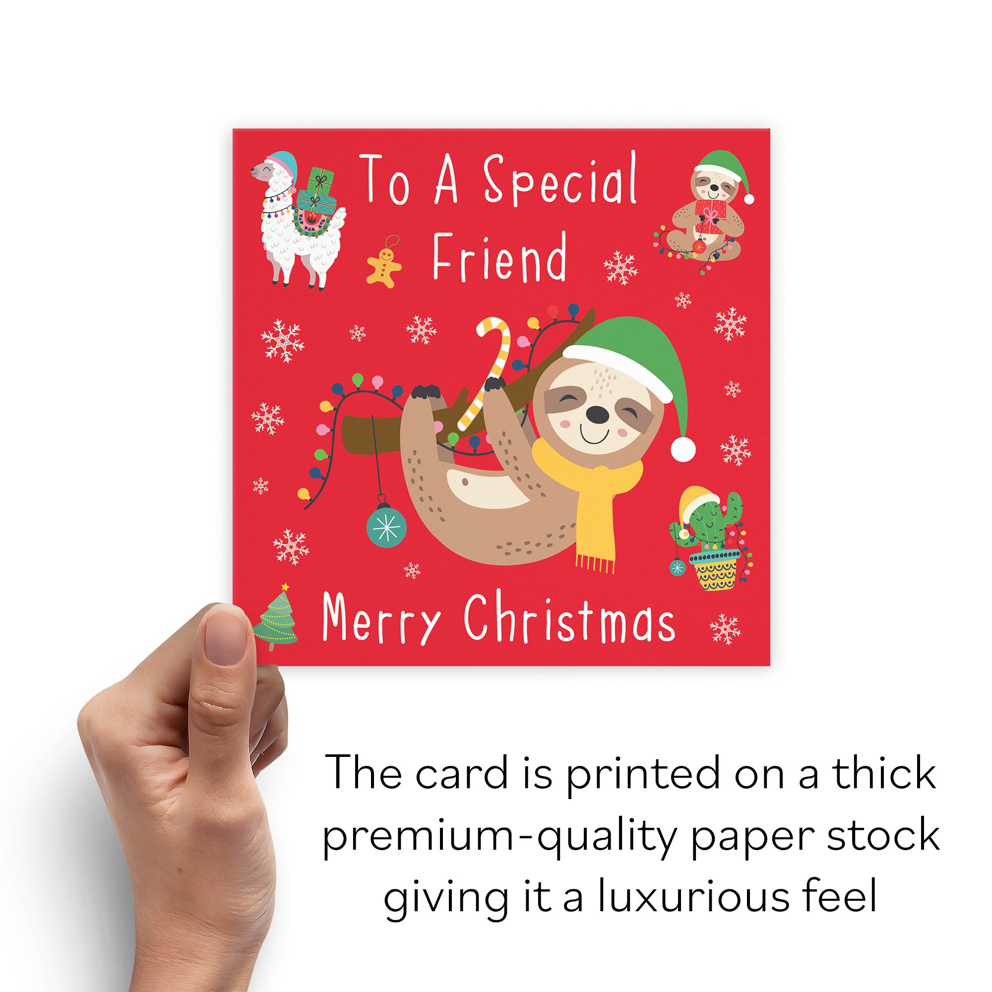 Friend Sloth And Llama Christmas Card - Default Title (B09K7SYFTY)