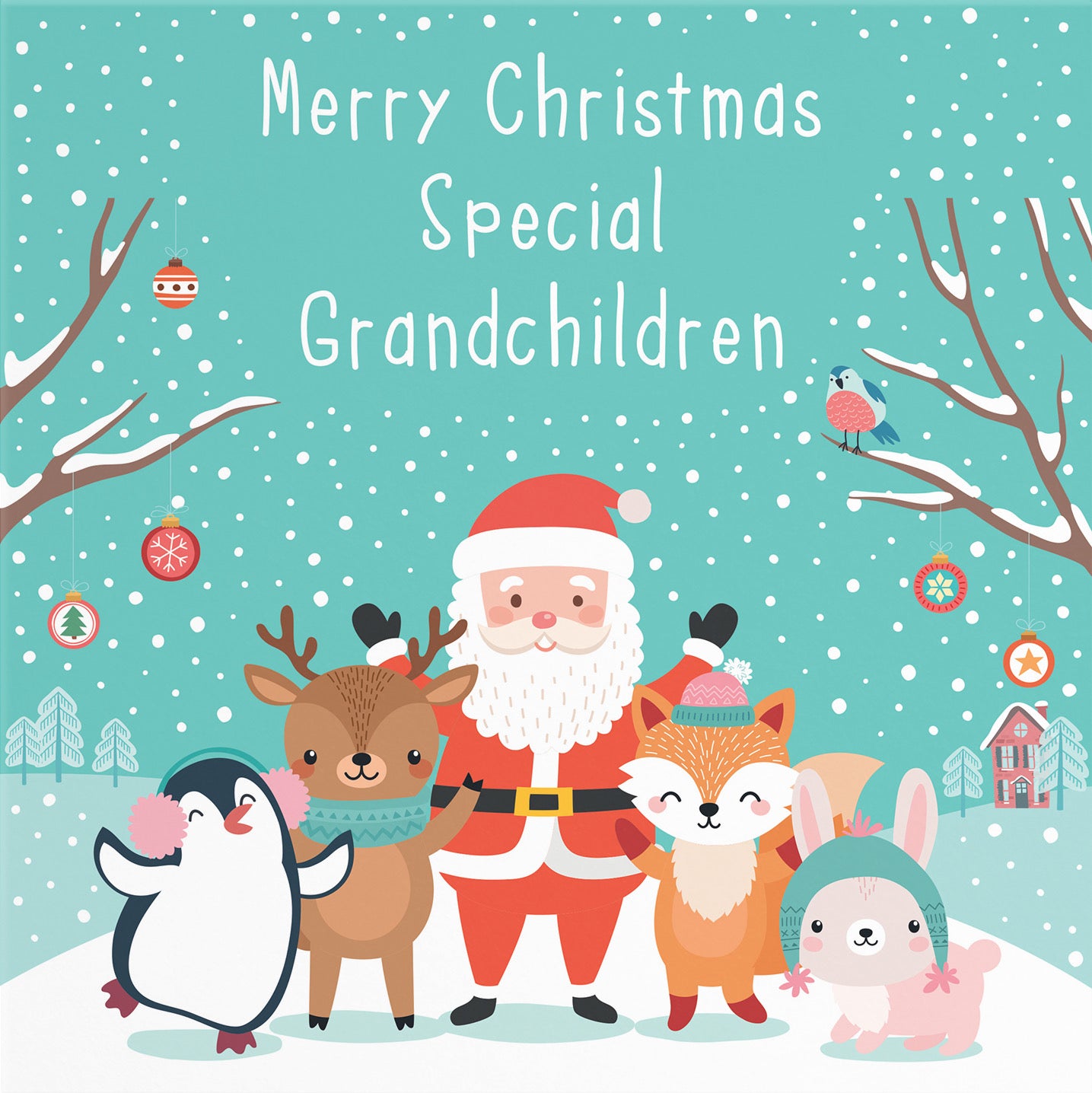 Grandchildren Santa And Friends Christmas Card - Default Title (B09K7SZ98H)