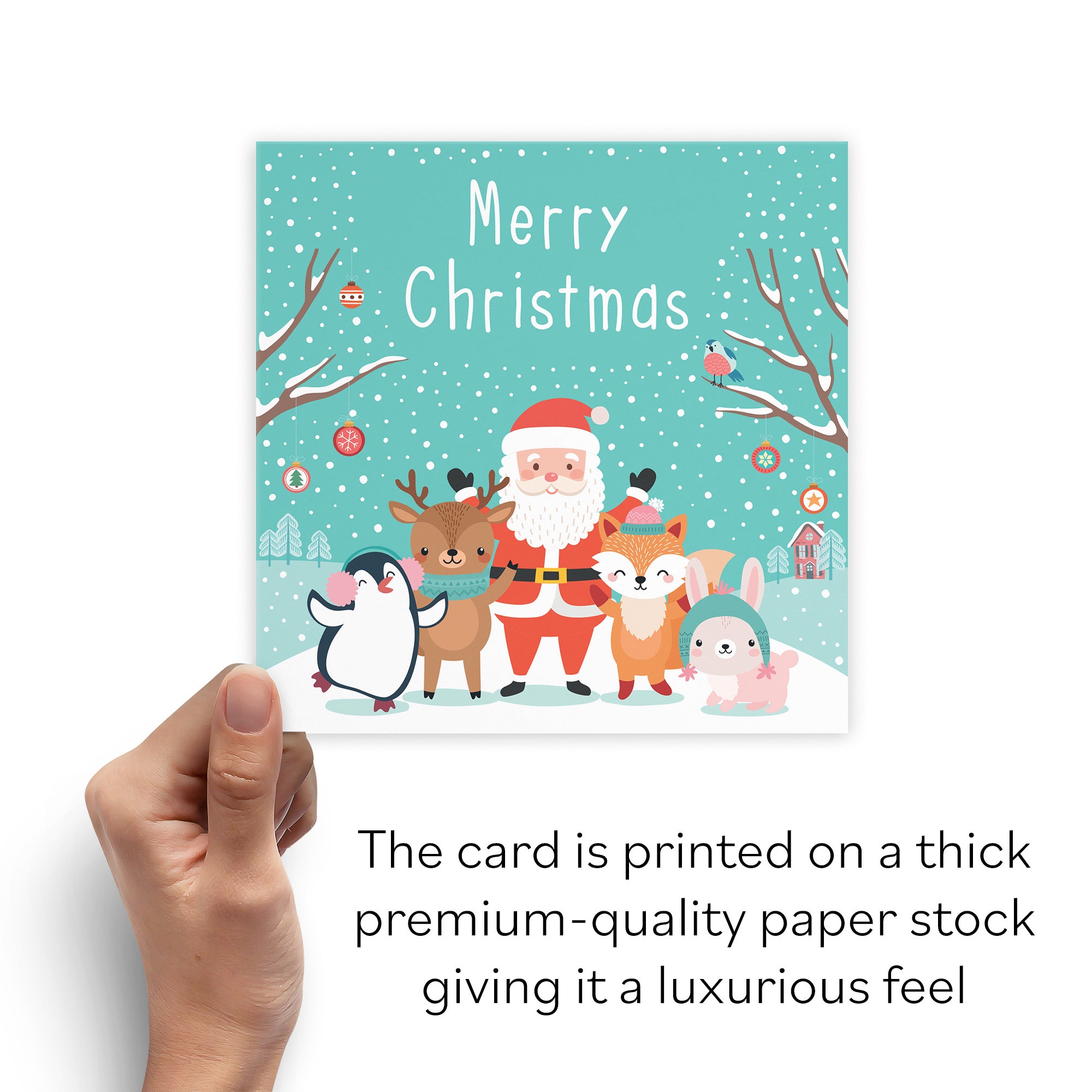 Open Single Santa And Friends Christmas Card - Default Title (B09K7T6PGP)