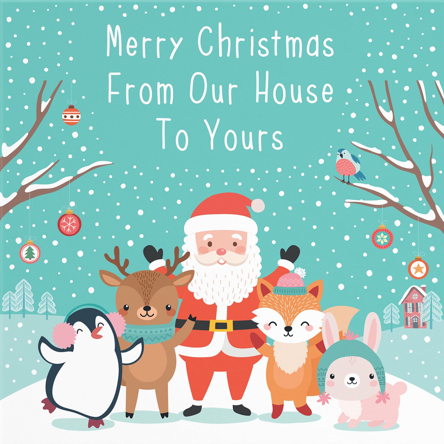 Our House To Yours Santa And Friends Christmas Card - Default Title (B09K7TD84S)