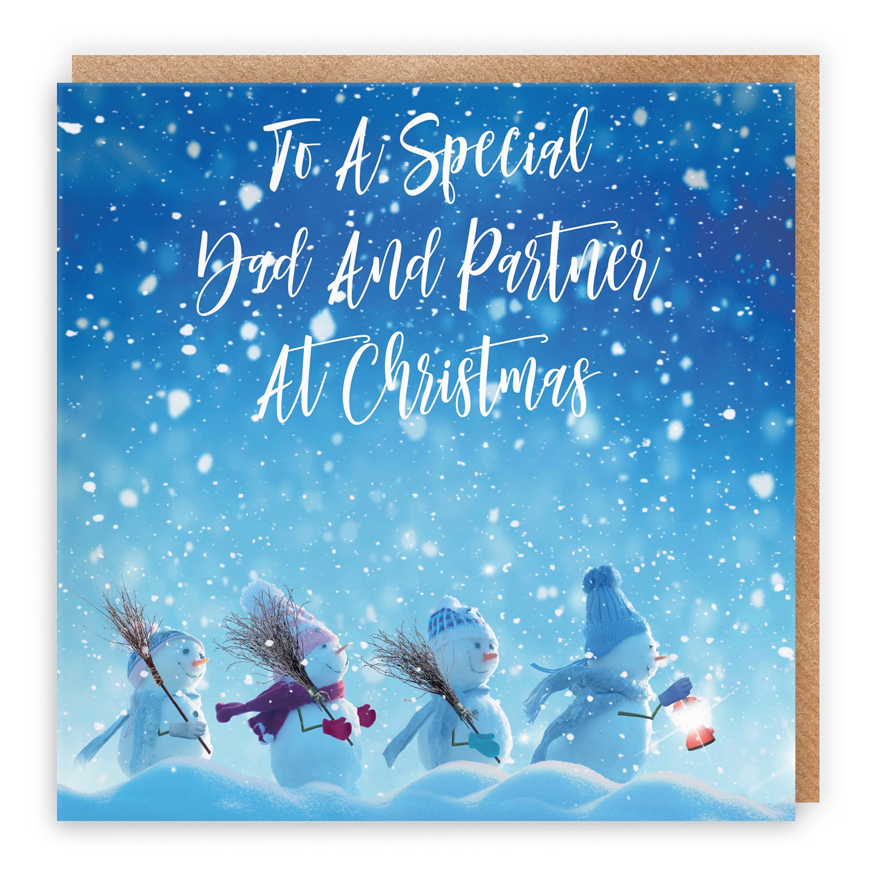 Dad And Partner Snow People Christmas Card - Default Title (B09K7TDL7X)