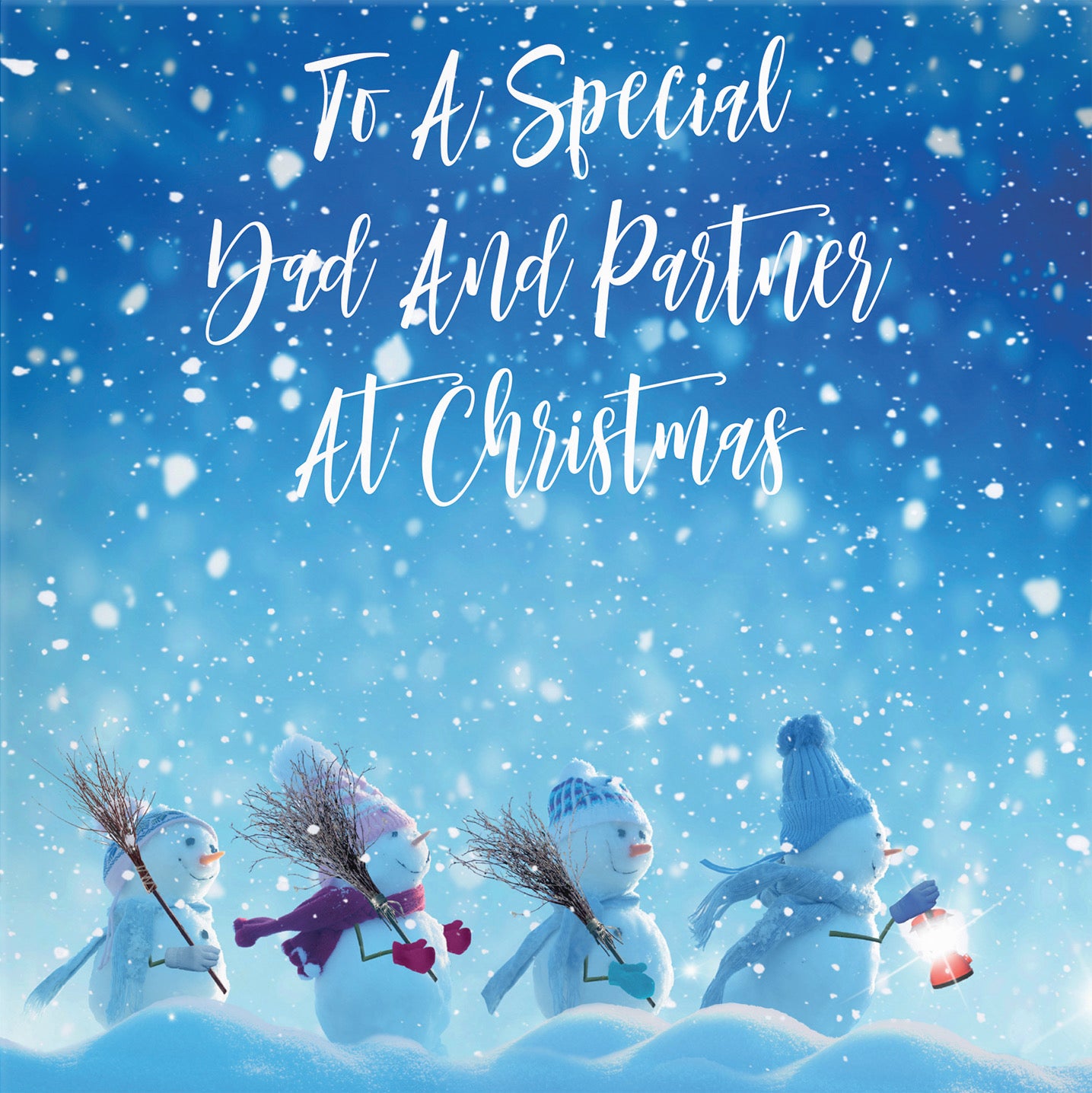 Dad And Partner Snow People Christmas Card - Default Title (B09K7TDL7X)