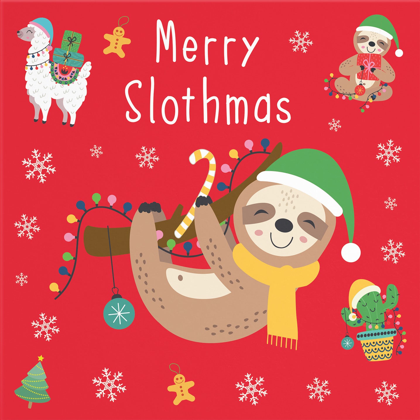 Open Single Sloth And Llama Christmas Card - Default Title (B09K7TKRDM)