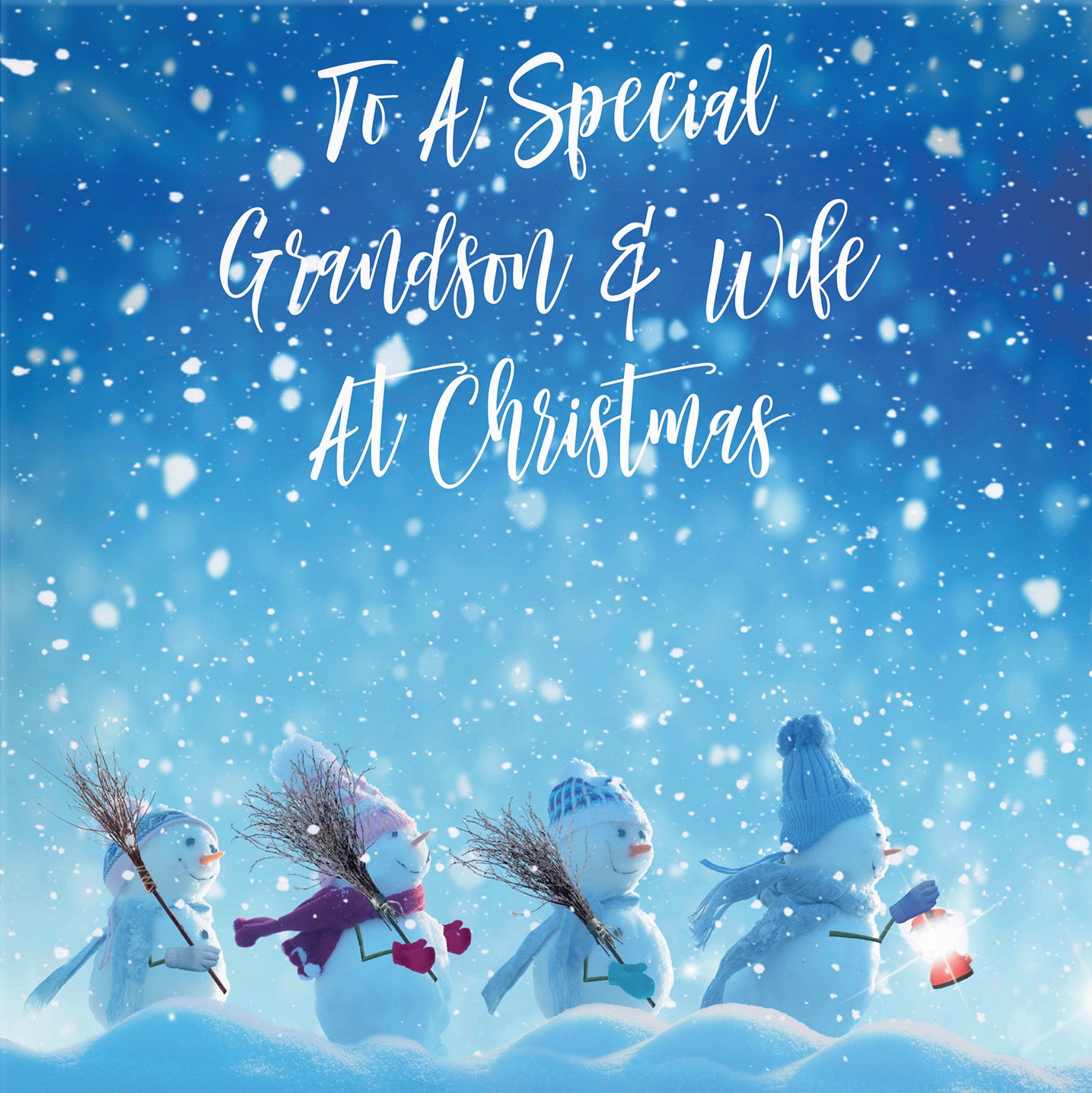 Grandson And Wife Snow People Christmas Card - Default Title (B09K7TPPTN)