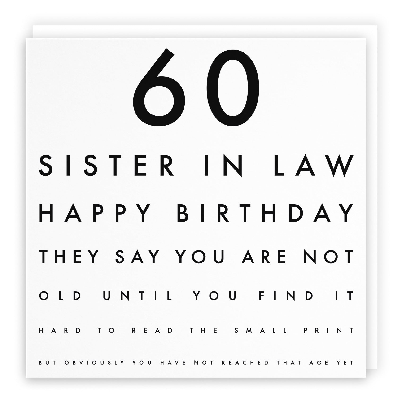 60th Sister In Law Funny Eye Sight Birthday Card Letters - Default Title (B09Q766N88)