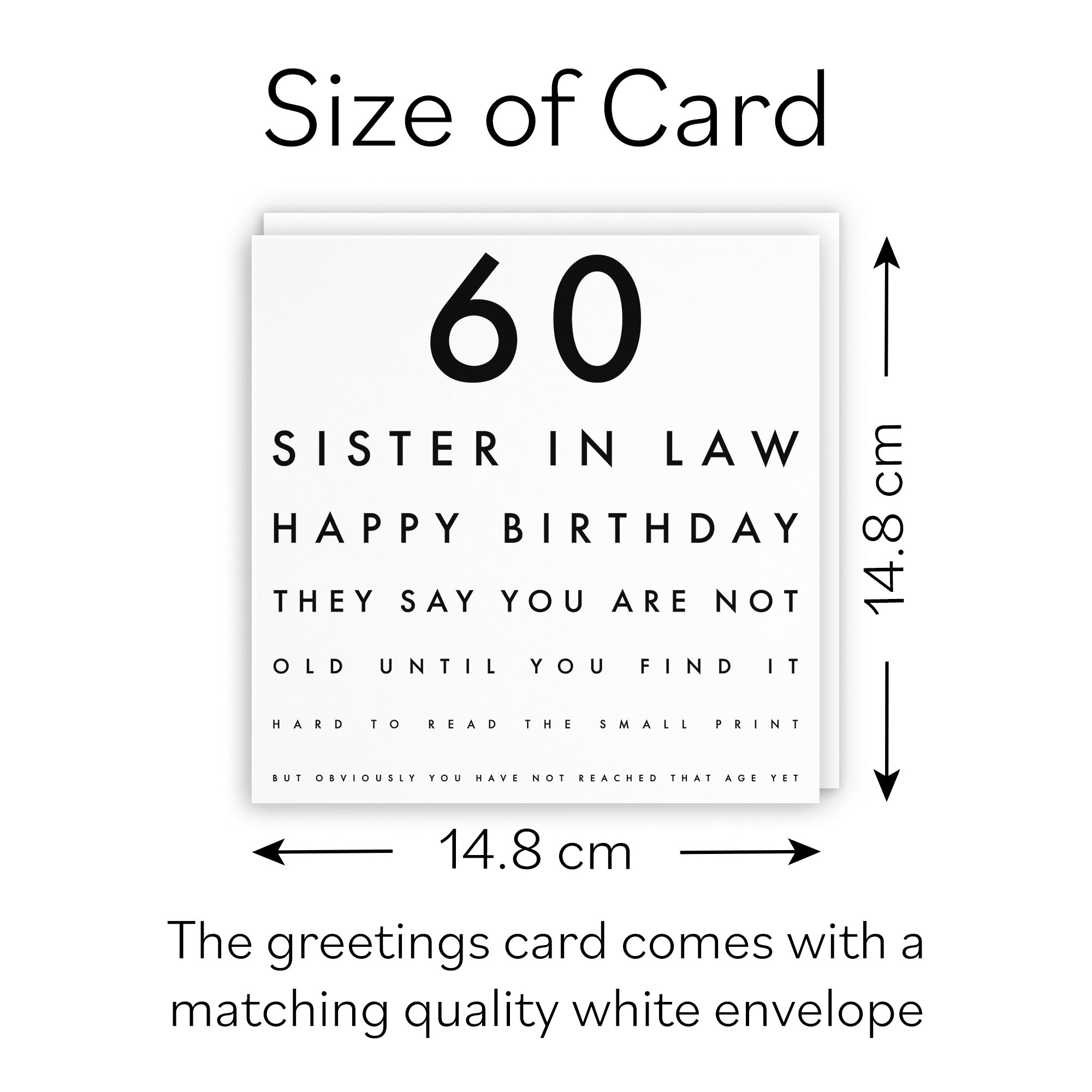 60th Sister In Law Funny Eye Sight Birthday Card Letters - Default Title (B09Q766N88)