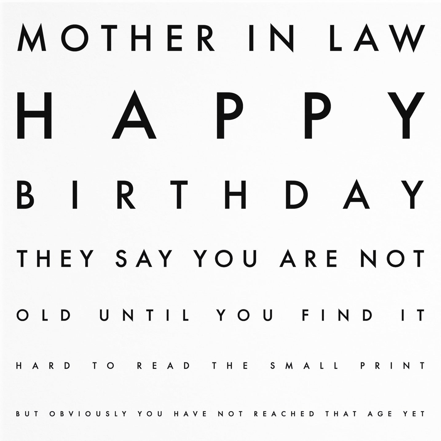 Mother In Law Funny Eye Sight Birthday Card Letters - Default Title (B09Q781PND)