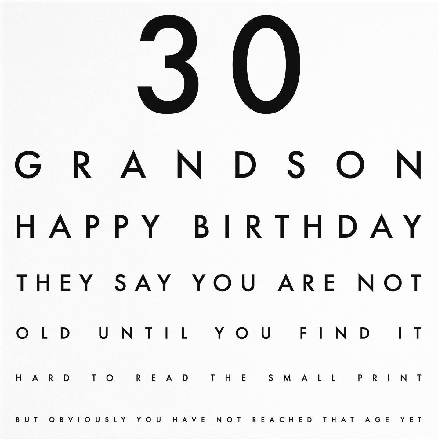 30th Grandson Funny Eye Sight Birthday Card Letters - Default Title (B09Q781PNF)