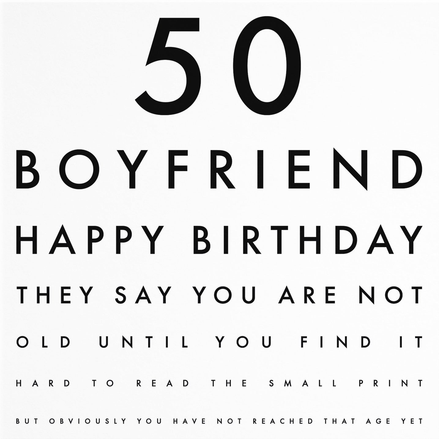 50th Boyfriend Funny Eye Sight Birthday Card Letters - Default Title (B09Q78VKK5)