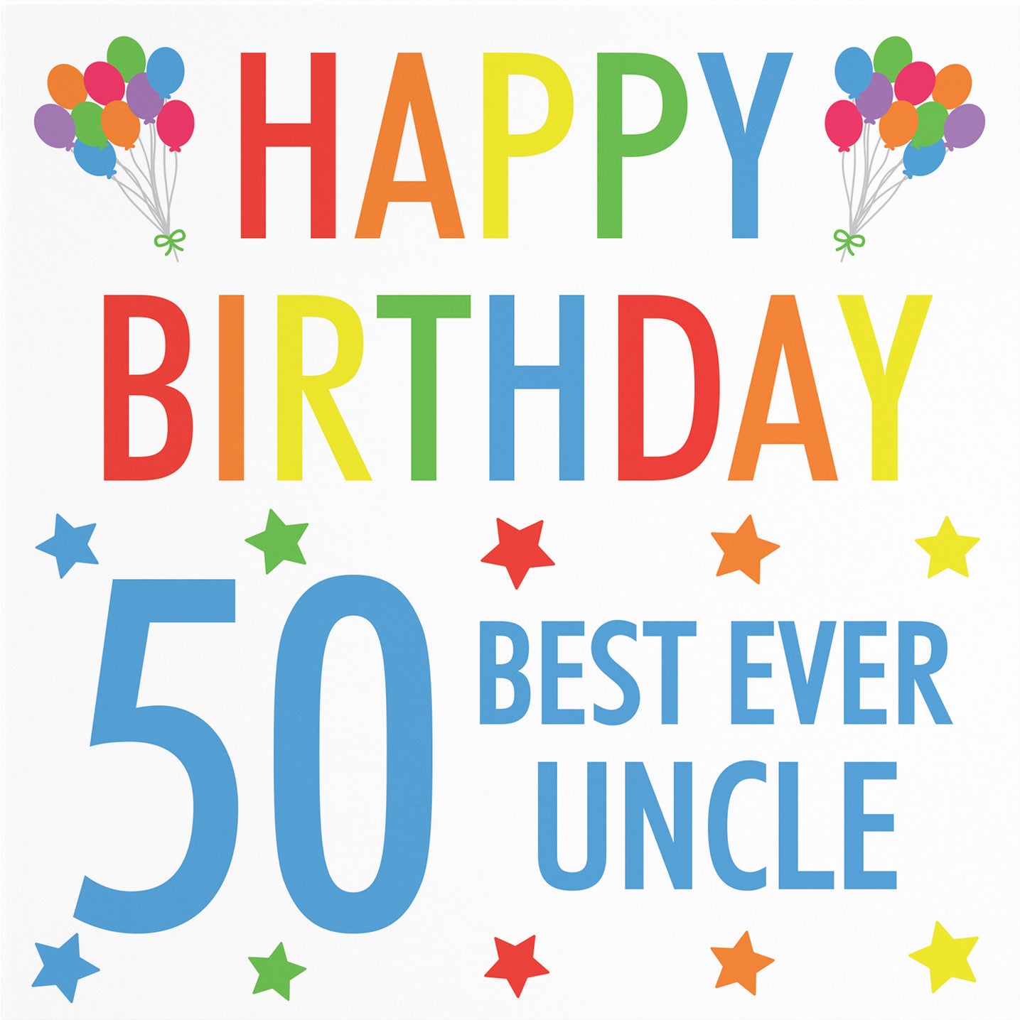 50th Uncle Birthday Card Colourful - Default Title (B09Q7964JQ)