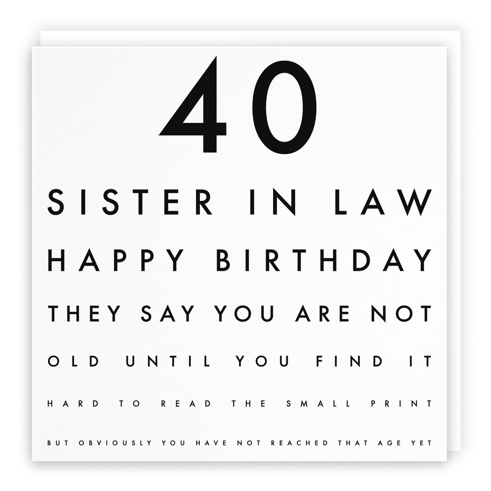 40th Sister In Law Funny Eye Sight Birthday Card Letters - Default Title (B09Q79BN32)