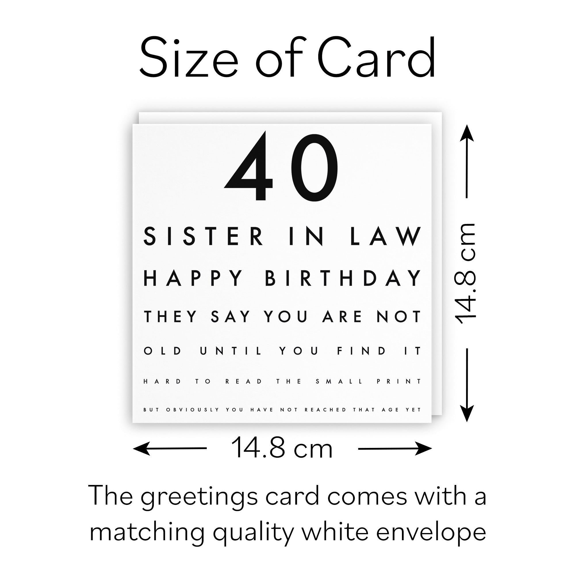 40th Sister In Law Funny Eye Sight Birthday Card Letters - Default Title (B09Q79BN32)